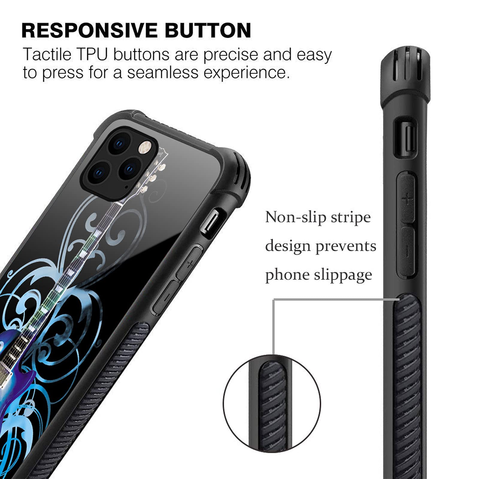 Shockproof Anti-Scratch Hard PC Case for iPhone 13 Mini - Blue Guitar Design | Stylish Protection for Everyday Use, Travel & Outdoor Activities