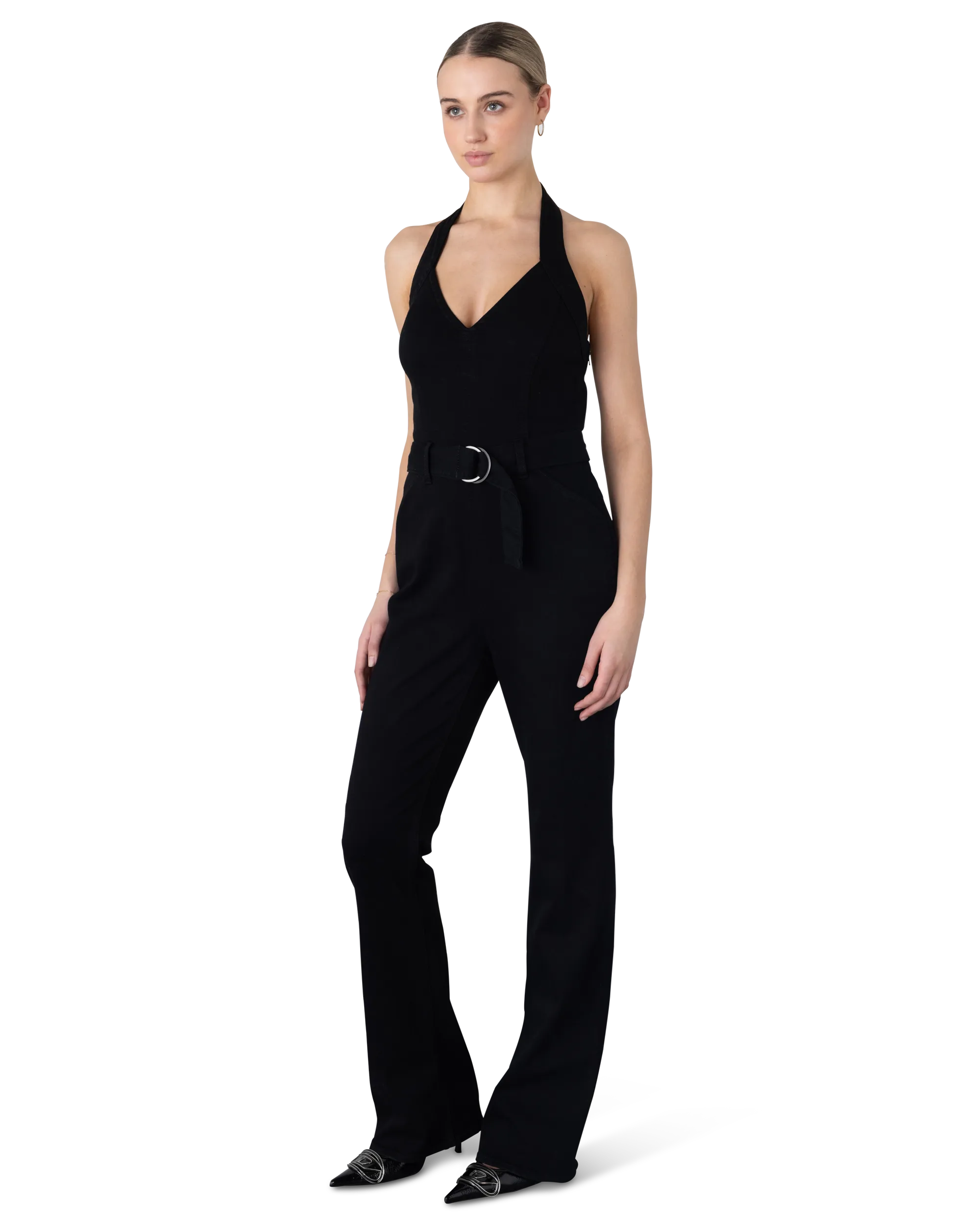 Stylish Manhattan Halter Denim Jumpsuit for Women - Trendy Fashion Romper with Adjustable Straps - Perfect for Summer Outings, Beach Vacations & Casual Wear
