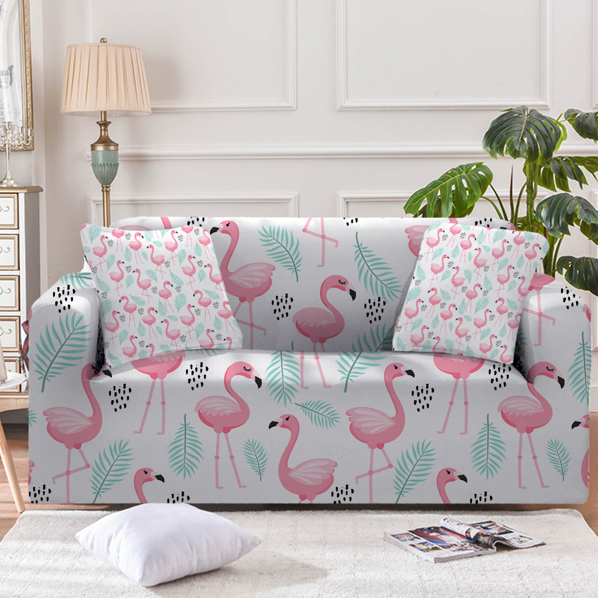 Premium Flamingo Print Sofa Cover - Soft, Durable & Stylish Couch Protector for Living Room, Bedroom & Dorm Decor