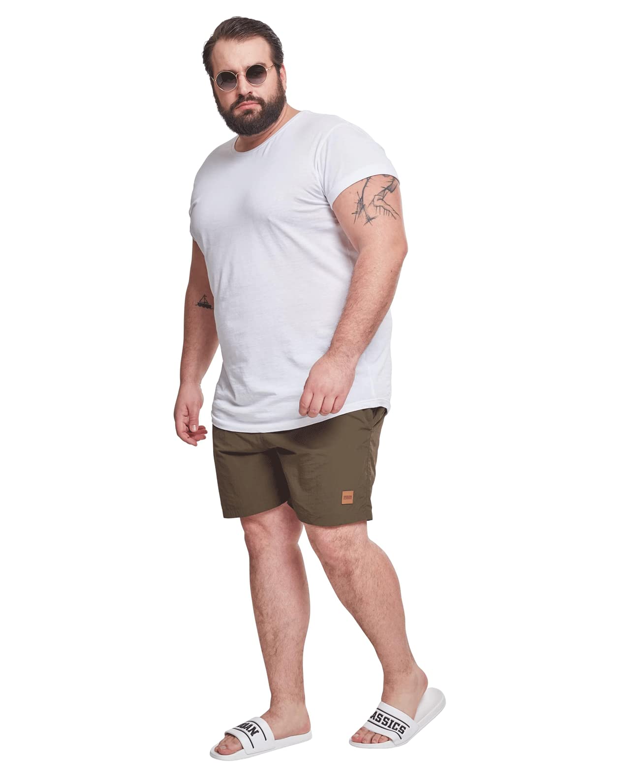 Men's Olive Green Block Swim Shorts - XXL Size, Quick-Dry Comfort for Beach, Pool & Water Sports