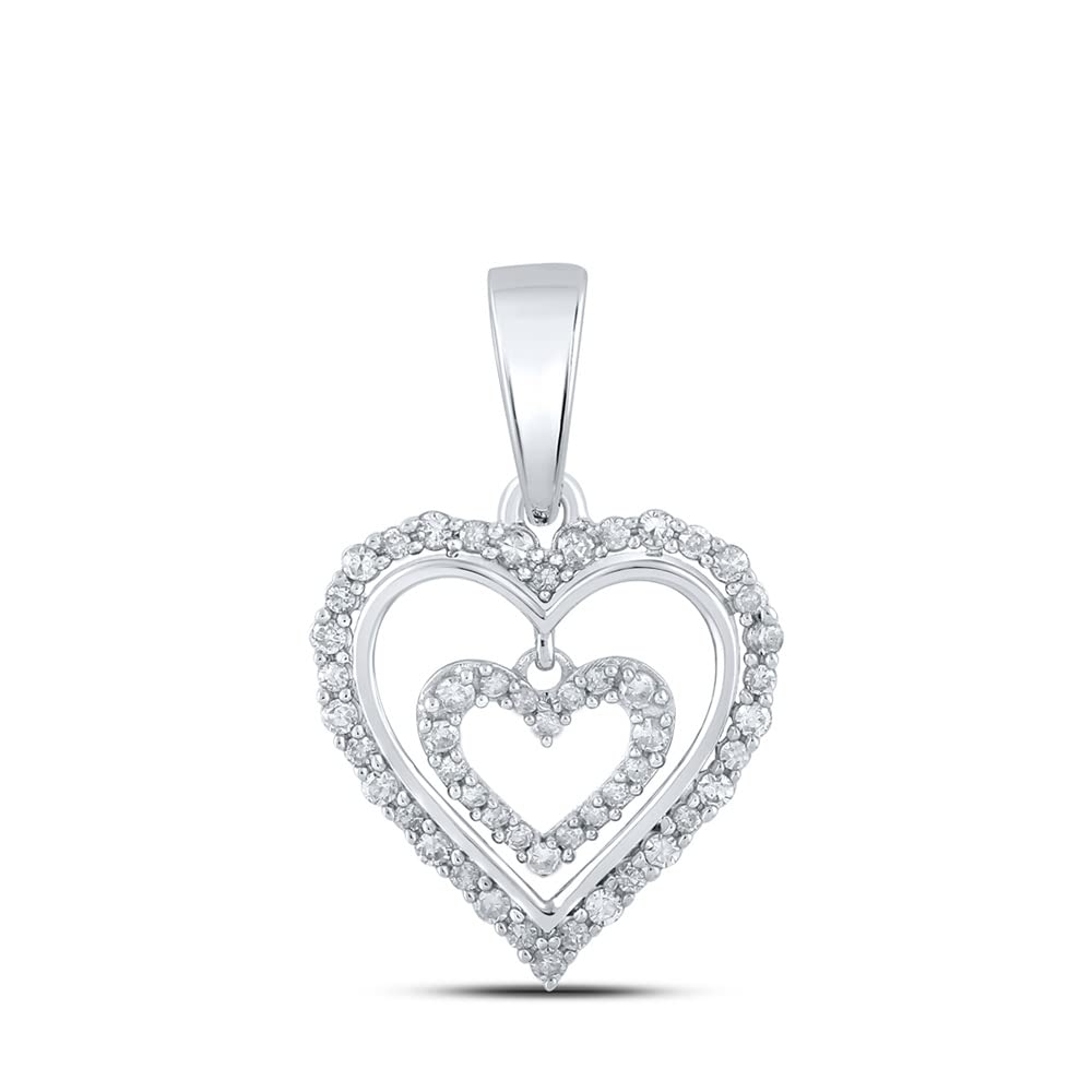 10K White Gold Women's Round Diamond Heart Pendant Necklace - 1/4 Carat Total Weight | Perfect for Valentine's Day Gifts, Anniversary Presents & Romantic Occasions