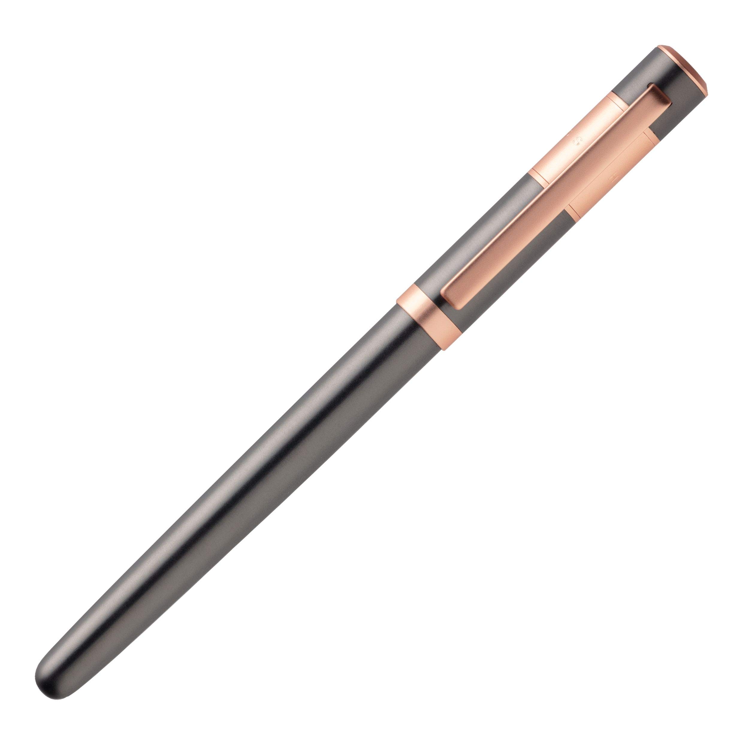 HUGO BOSS Matte Gun Metal Ribbon Rollerball Pen - Premium Writing Instrument for Business, Gifts & Office Use