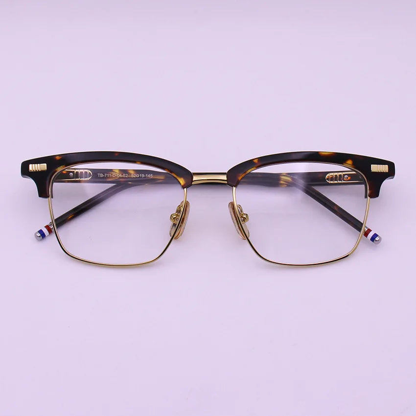 Stylish Black Unisex Full Rim Browline Square Acetate Eyeglasses BM BT711 - Perfect for Work, Reading & Fashion Accessories