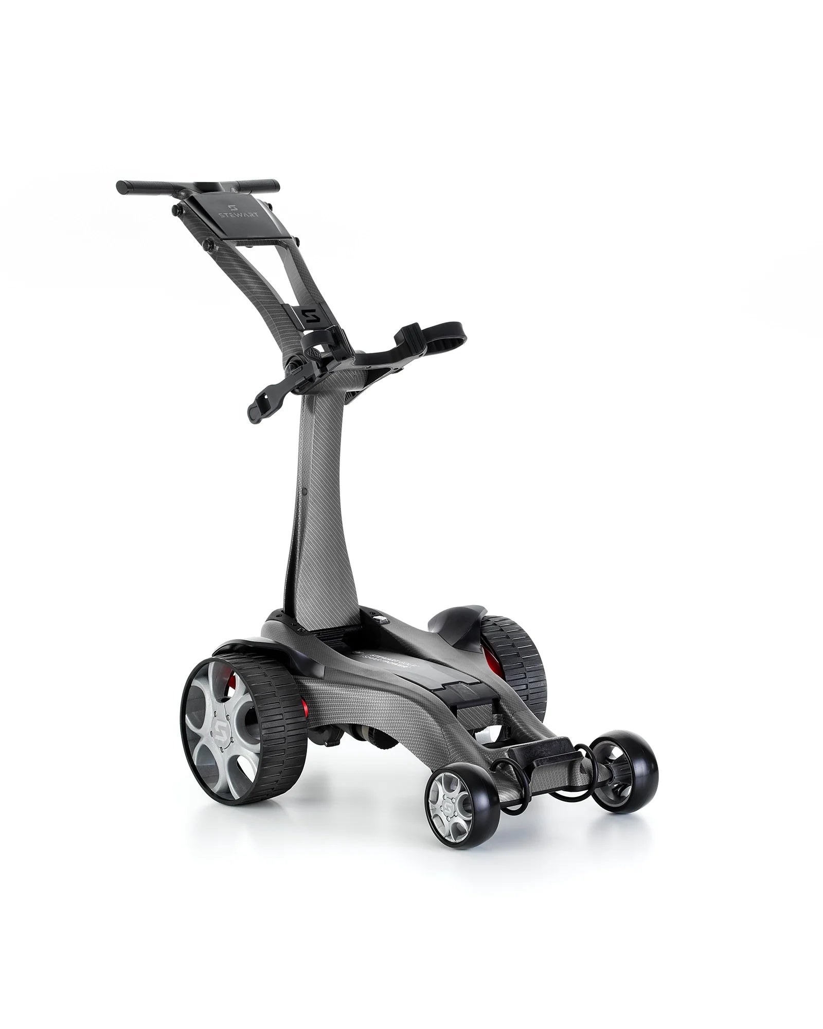 Stewart Golf Q Follow Carbon Range Electric Golf Trolley - Lightweight & Durable for Golfers | Perfect for Course & Practice Rounds