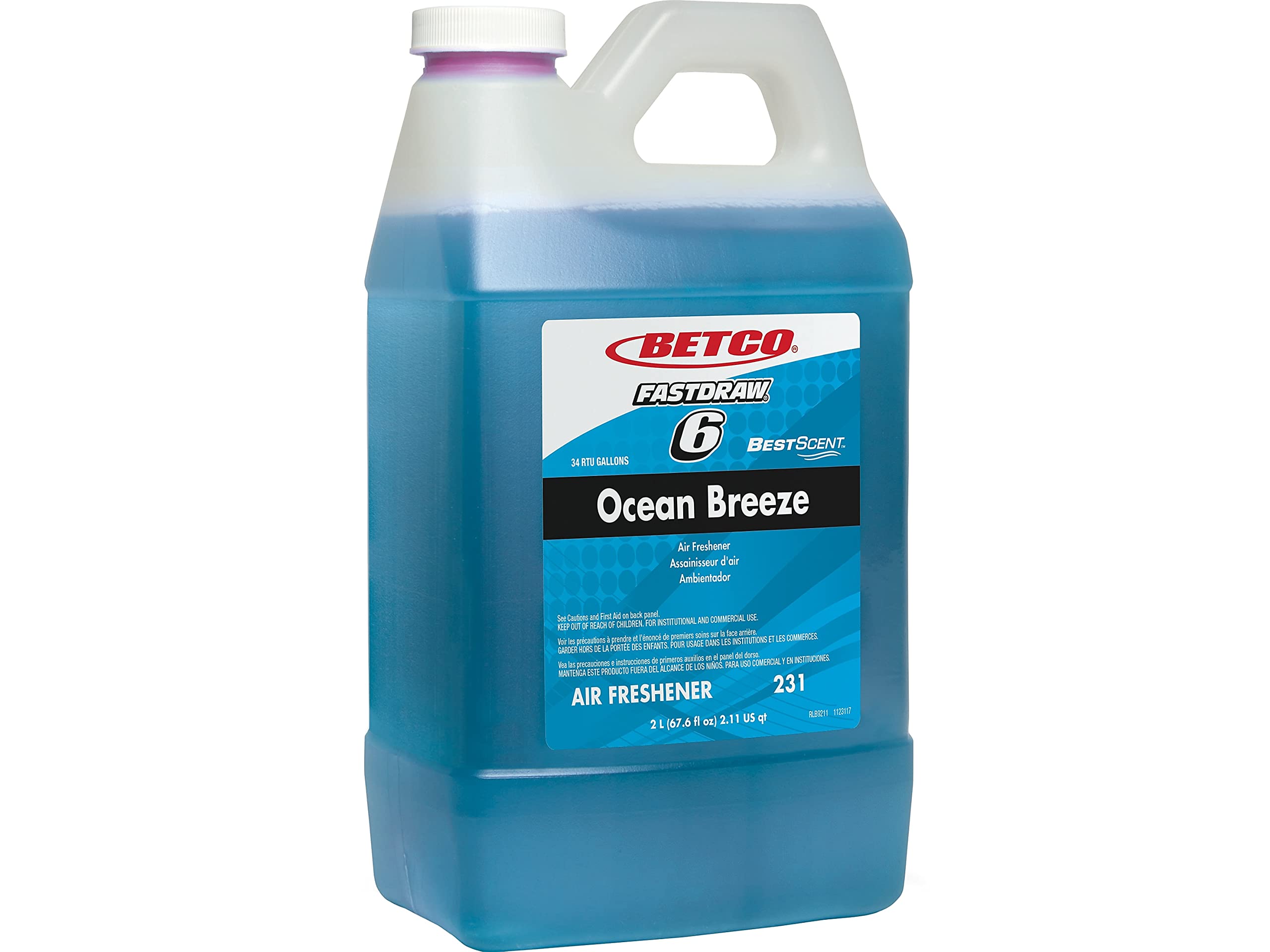 Betco 2314700 BestScent Ocean Breeze Air Freshener - 67.6 Oz (4/Carton) | Commercial & Home Odor Eliminator for Bathrooms, Offices & Cars