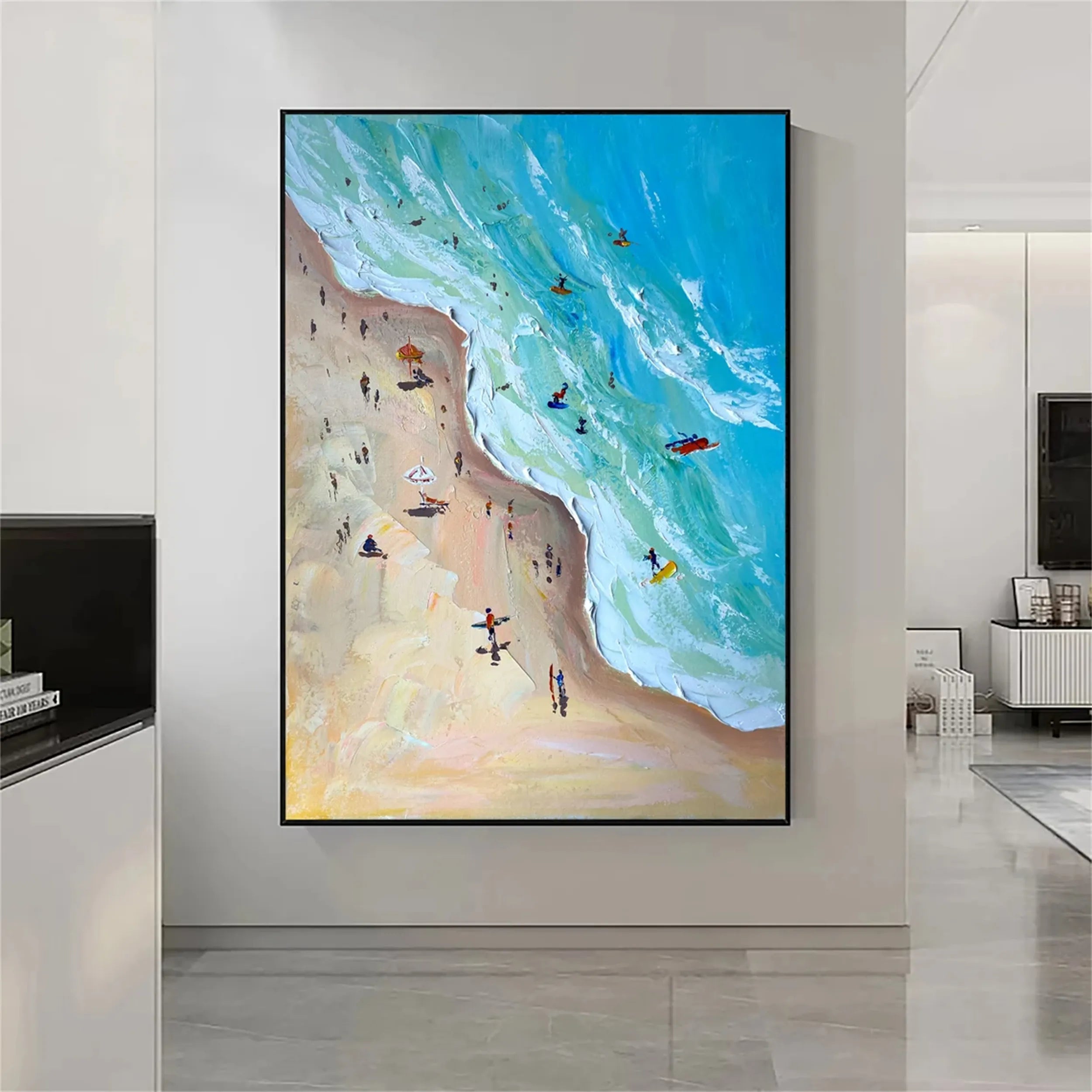Ocean and Sky Painting #OS 129 - Handmade Seascape Wall Art for Home & Office Decor - Perfect for Living Room, Bedroom or Beach House