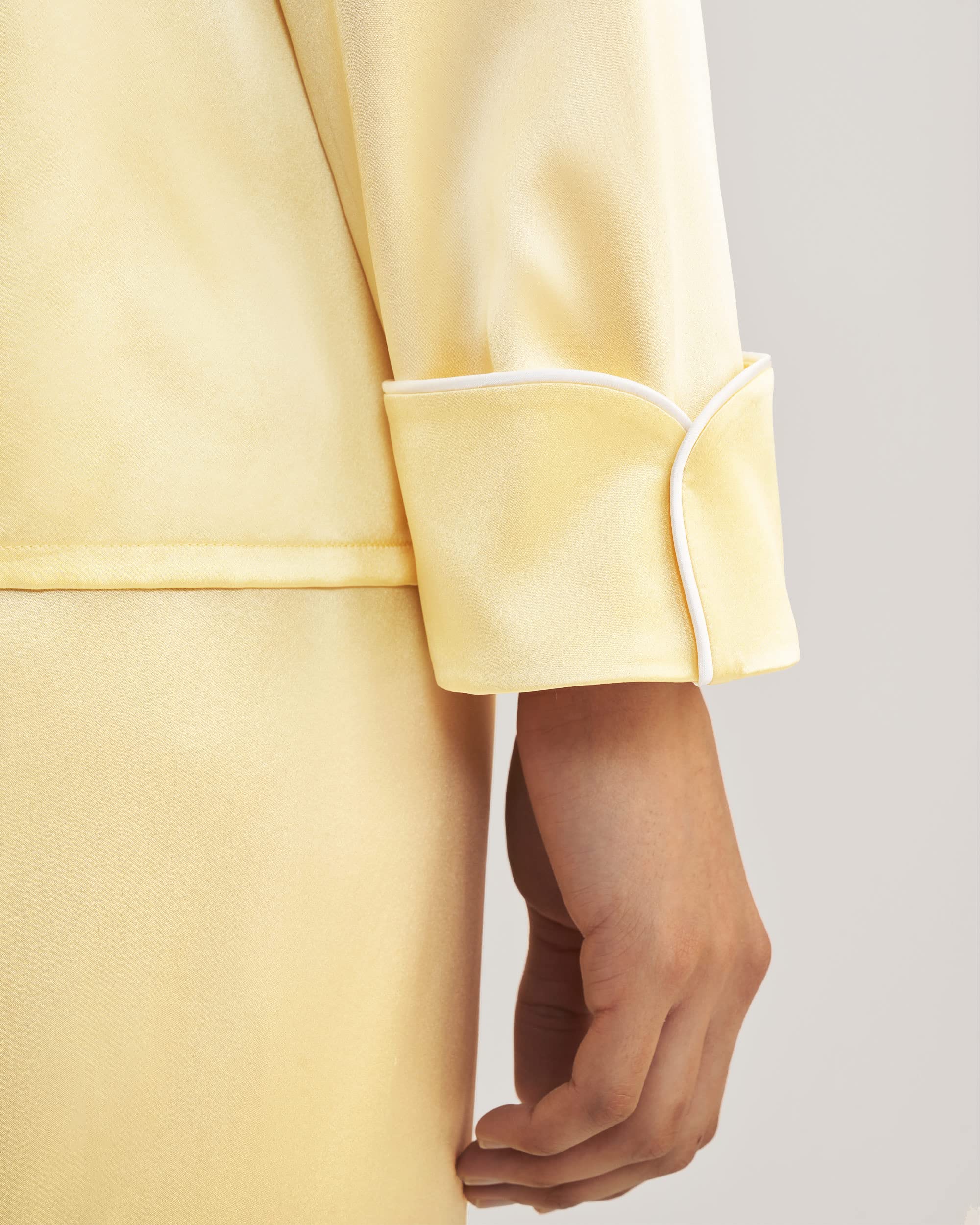Luxury 22 Momme Natural Golden Cocoon Silk Pajama Set for Women - Soft 2-Piece Sleepwear for Comfortable Nights & Relaxing Evenings - Perfect Gift for Mother's Day & Anniversary