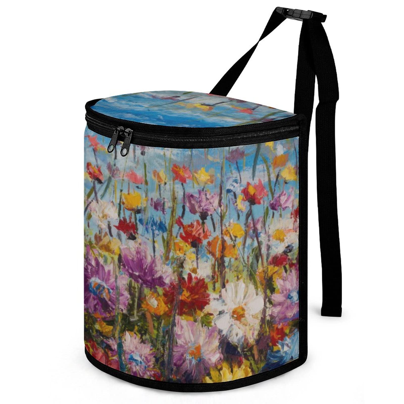 Niapessel Car Trash Can with Lid - Waterproof Leak-Proof Hanging Garbage Bin for Cars, Trucks & SUVs | Beautiful Floral Pattern | Perfect for Road Trips, Commuting & Keeping Your Vehicle Clean