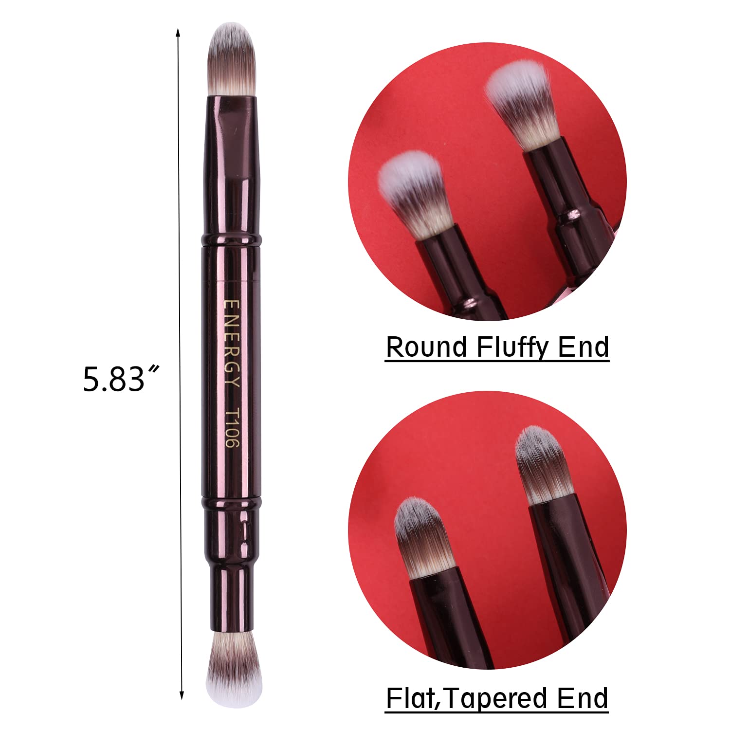 Professional Dual-Ended Concealer & Eyeshadow Brush Set - 2-in-1 Airbrush Blending Brush for Under Eye, Highlighting & Buffing - Works with Liquid, Powder, Cream Concealer & Highlighter - Perfect for Makeup Artists & Daily Beauty Routine