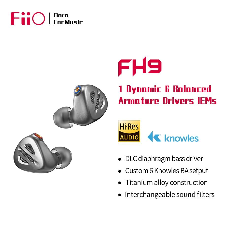 FiiO FH9 HiFi In-Ear Earphones with 1DD+6BA Drivers - Premium Sound for Audiophiles, Music Lovers & Studio Monitoring