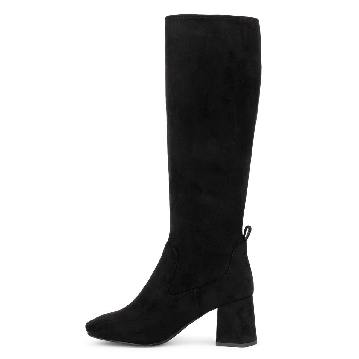 YDN Women's Knee High Pull On Boots with Mid Chunky Heels - Round Toe Suede Boots for Party, Prom, Work & Winter Fashion