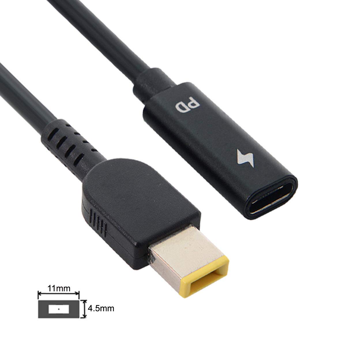 USB-C to Rectangle 11.0x4.5mm Power Plug PD Emulator Cable for Lenovo ThinkPad X1 Carbon - Fast Charging Adapter for Laptops, Office & Travel Use