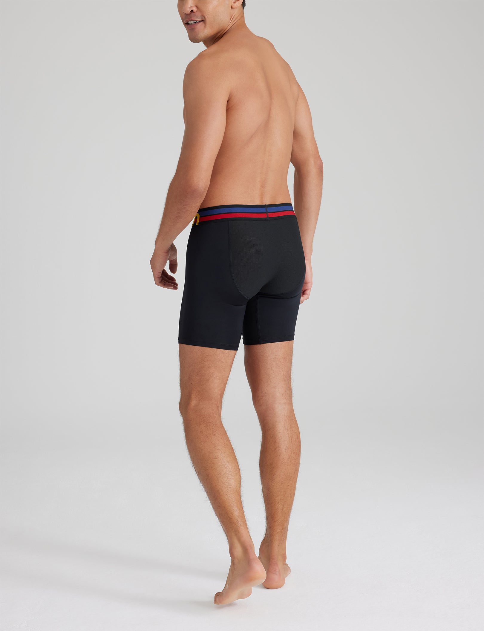 360 Sport Mid Length Boxer Briefs - 6 Pack Men's Breathable Moisture Wicking Underwear for Running, Gym & Active Lifestyle | Comfortable Stretch Fabric with Support Pouch