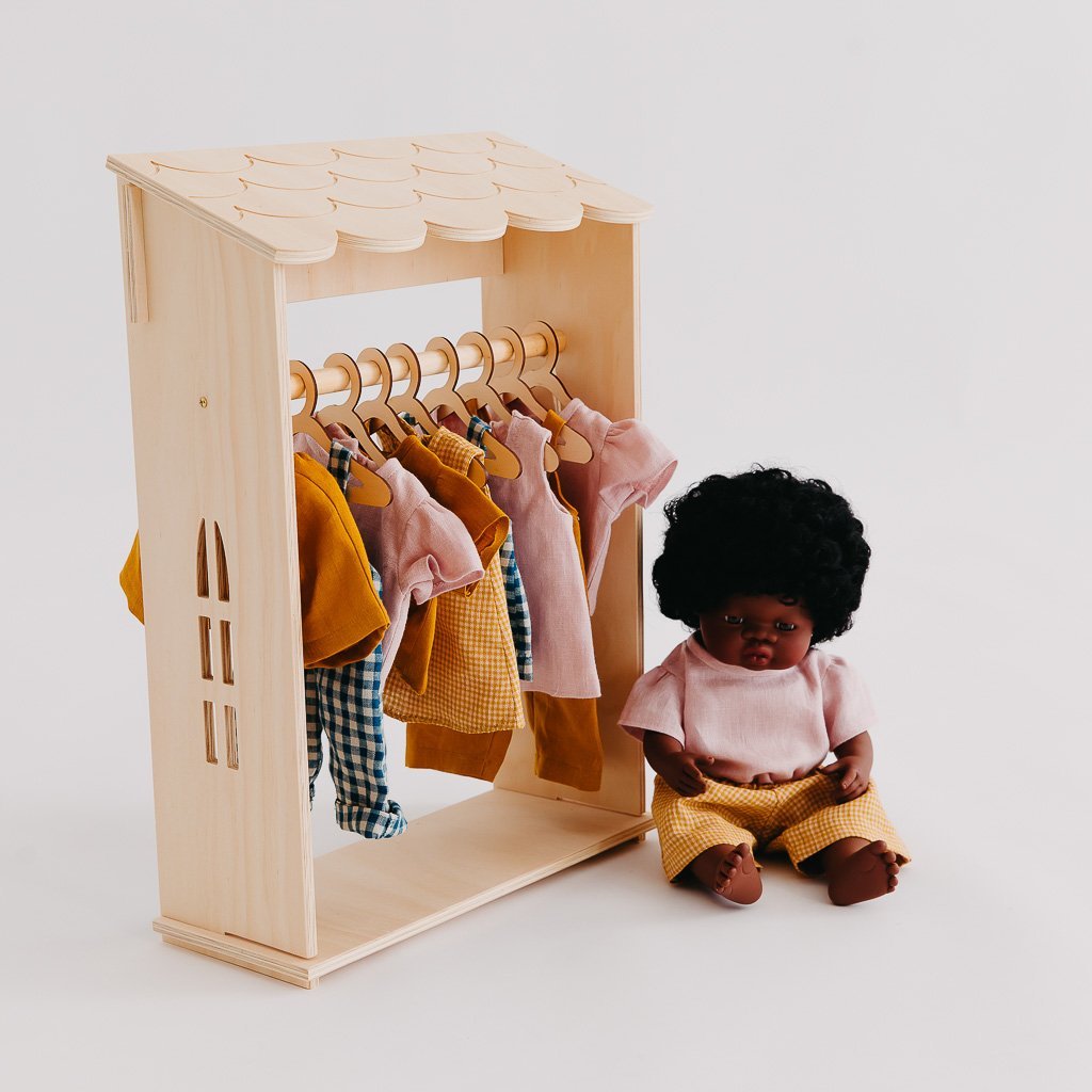 Stylish Doll Clothes Rack for American Girl & Barbie - Perfect for Kids Room Organization & Playtime Display
