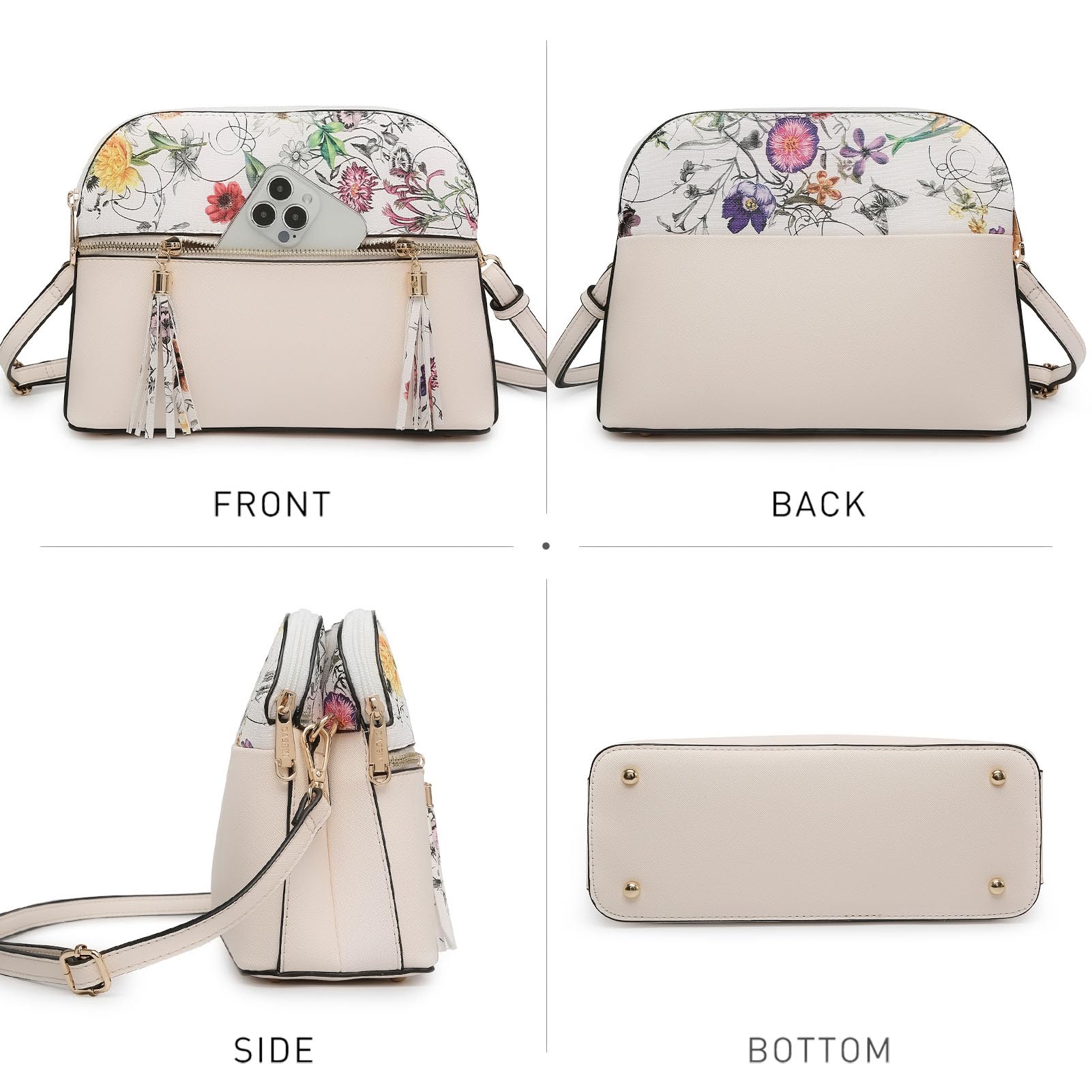 Dasein Women's Tassel Crossbody Bag with Zipper Pocket - Stylish Shoulder Purse for Travel, Work & Daily Use - Multiple Pockets for Phone, Wallet & Essentials