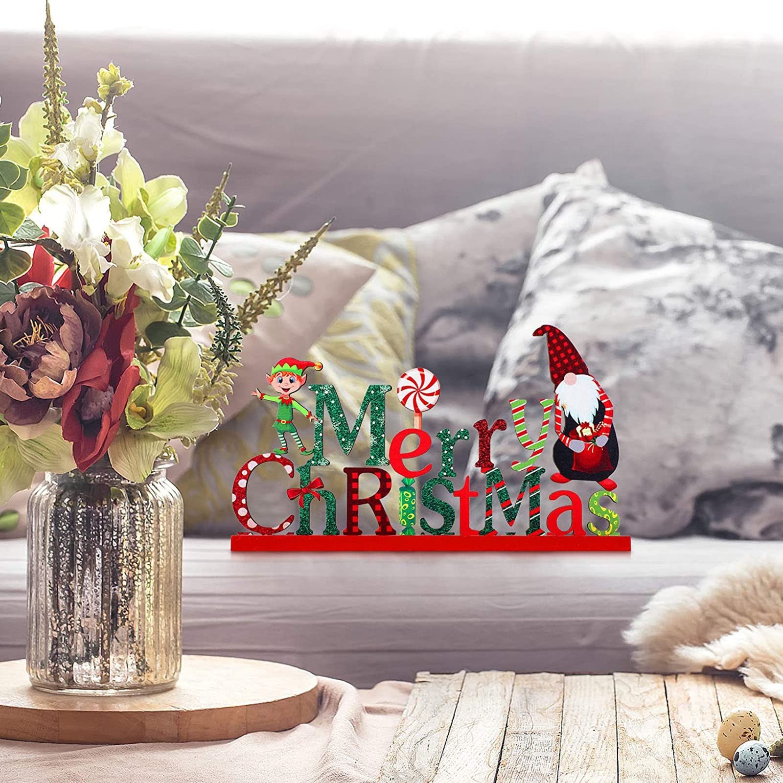 Blulu 3-Piece Christmas Table Decor Set - Wooden Snowman Farmhouse Centerpieces for Holiday Parties, Indoor Xmas Decorations (Chic Style) | Perfect for Dining Tables, Mantels & Festive Home Decor