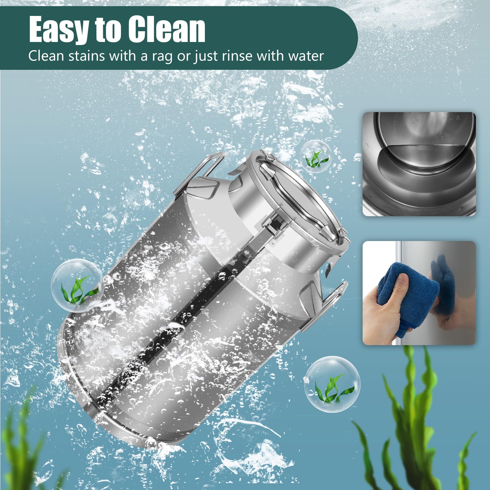 60L/15.85 Gallon Stainless Steel Milk Can with Sealing Lid - 201 Food Grade Milk Jug, Wine Pail & Liquid Storage Container - Perfect for Kitchen, Home, Restaurant - Ideal for Dairy, Beverage & Bulk Food Storage