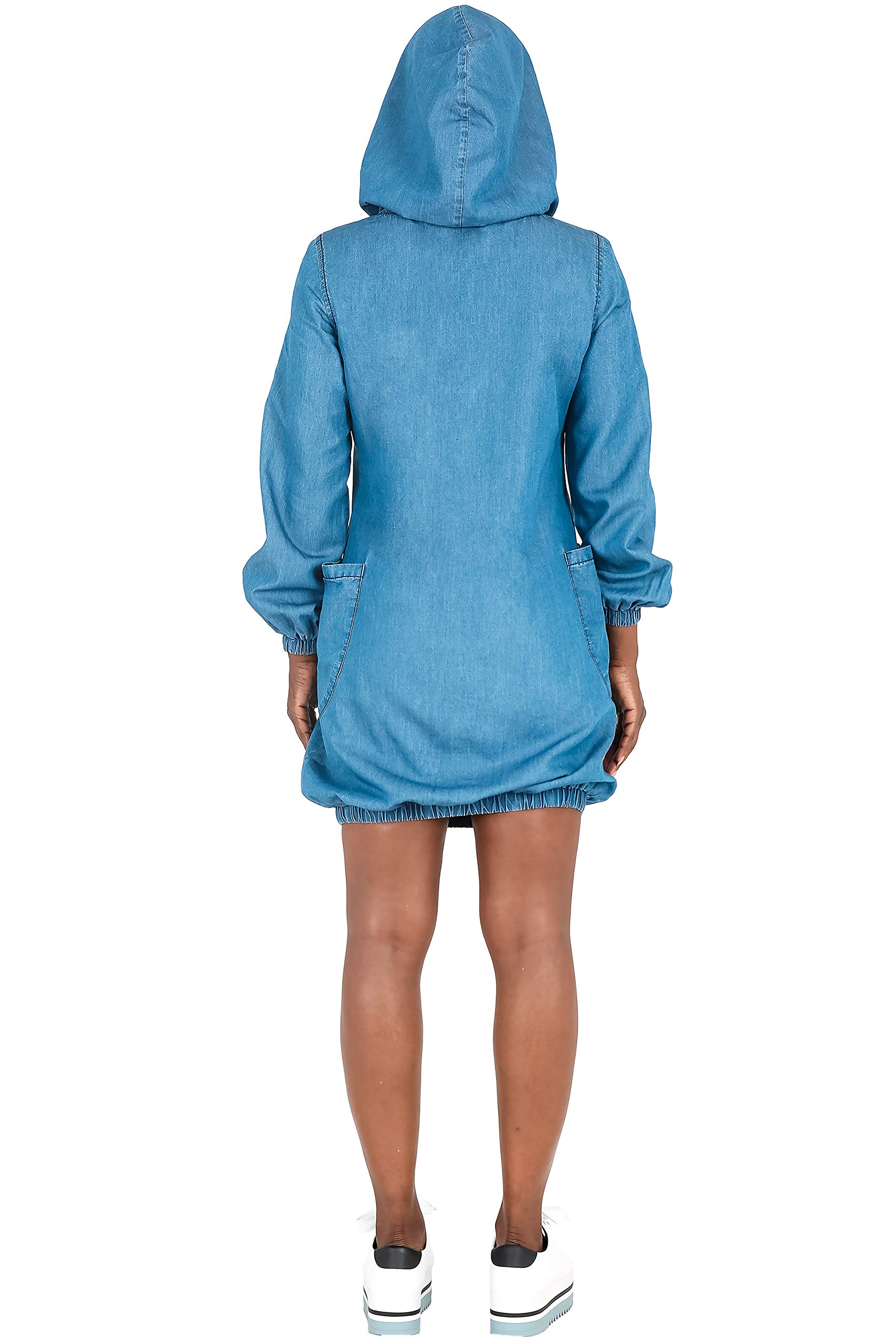 Poetic Justice Curvy Women's Tencel Light Wash Drawstring Hoodie Mini Dress - Comfortable & Stylish Casual Outfit for Plus Size Women | Perfect for Lounge Wear, Street Fashion & Everyday Comfort