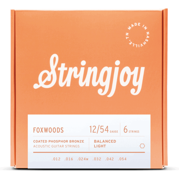 Stringjoy Foxwoods Light Gauge (12-54) Coated Phosphor Bronze Acoustic Guitar Strings - Perfect for Folk, Country & Fingerstyle Playing
