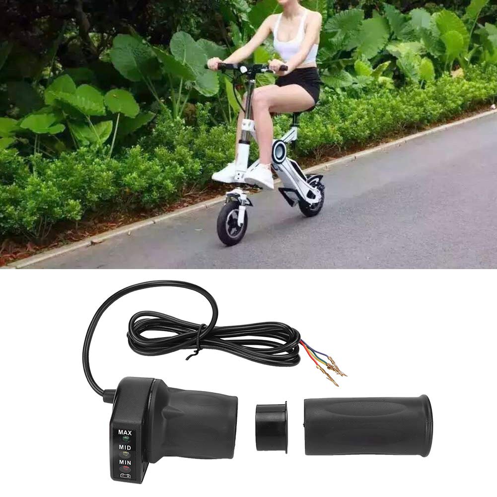 36V Half Twist E-Bike Throttle Grip with Battery Indicator - Compatible with Folding Mini Electric Bikes & Scooters - Perfect for Commuting, Urban Riding and Outdoor Adventures