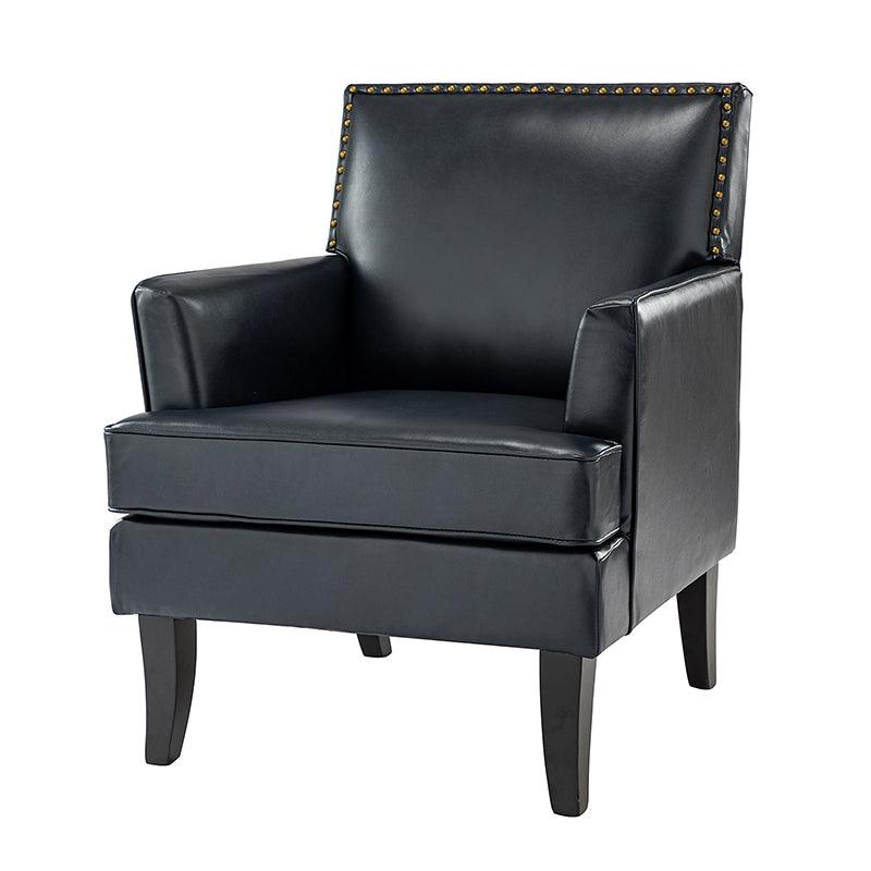 Fatima Vegan Leather Armchair - Modern PU Leather Lounge Chair for Living Room, Office & Bedroom - Eco-Friendly Faux Leather Accent Chair with Sturdy Metal Legs