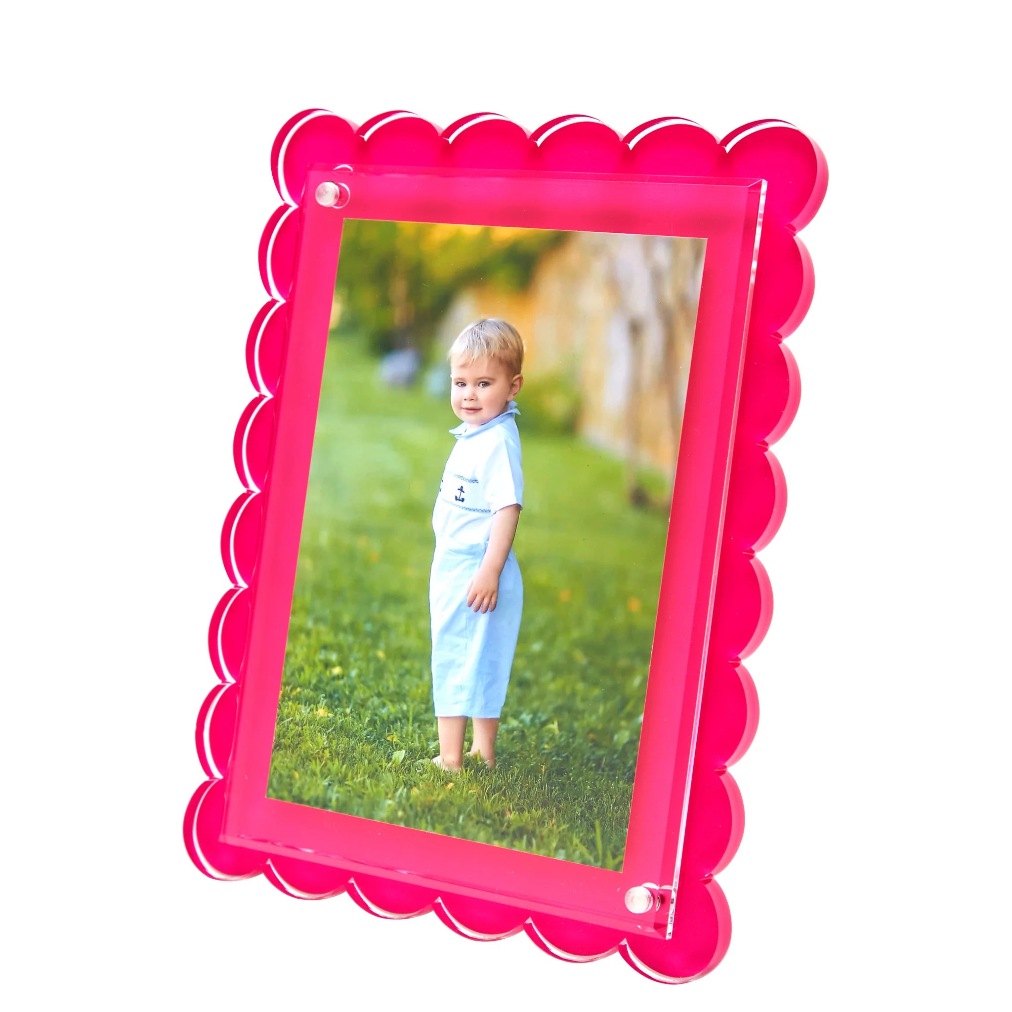 Tara Wilson Designs Pink Scallop Frame - Elegant Decorative Wall Art for Bedroom, Living Room & Nursery - Perfect for Home Decor & Gift Giving