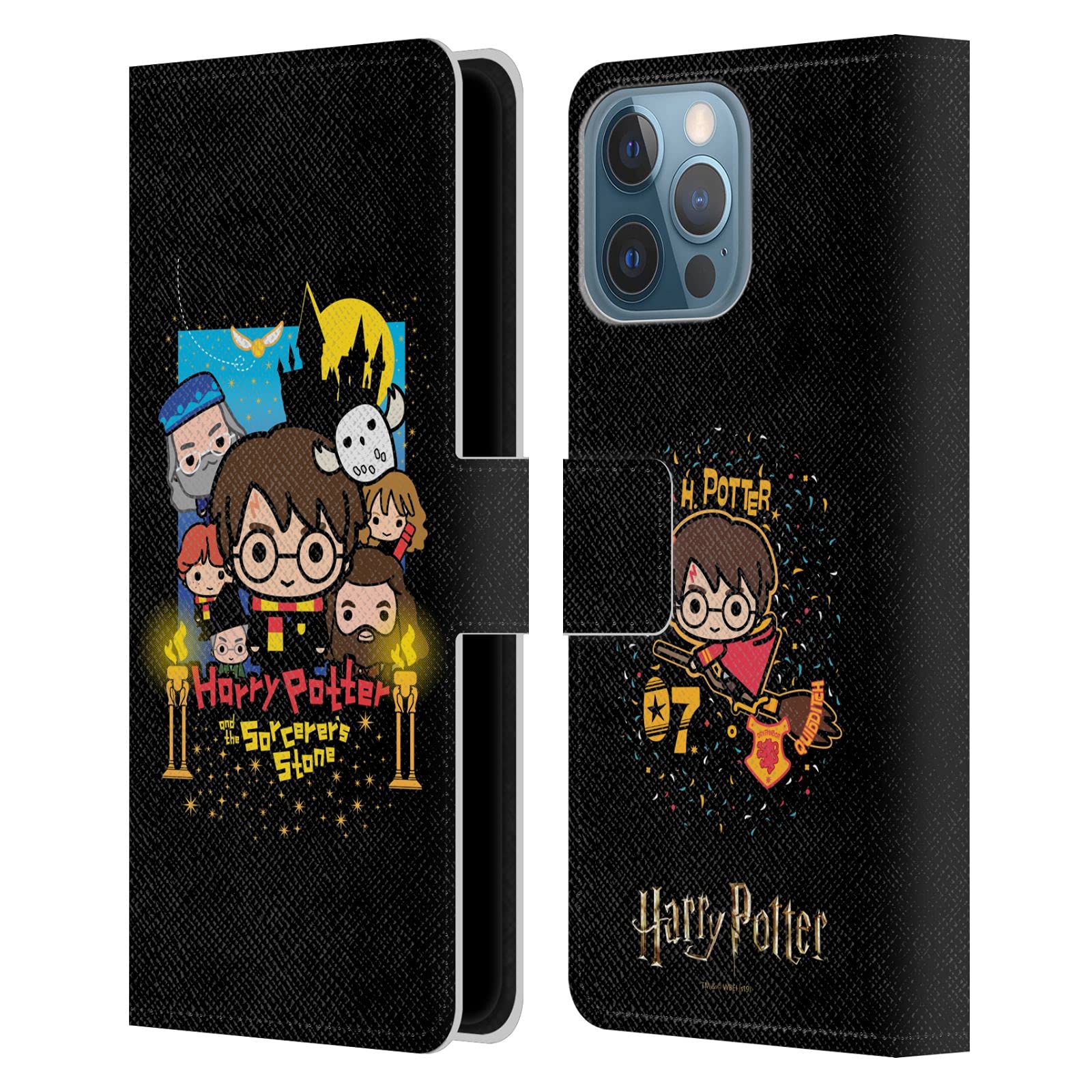 Harry Potter Sorcerer's Stone Deathly Hallows Leather Book Wallet Case for iPhone 13 Pro Max - Officially Licensed Phone Cover | Perfect for Potter Fans, Book Lovers & Magic Theme Enthusiasts