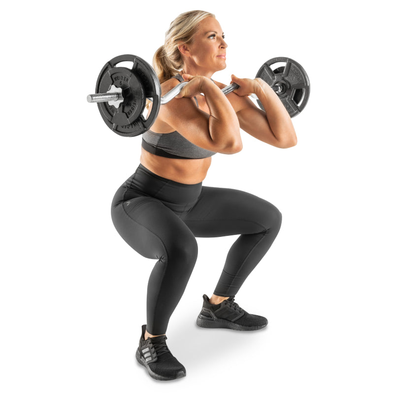 Weider EZ Spin Lock Curl Bar - Premium Olympic Weight Bar for Bicep & Tricep Workouts - Home Gym & Strength Training Equipment