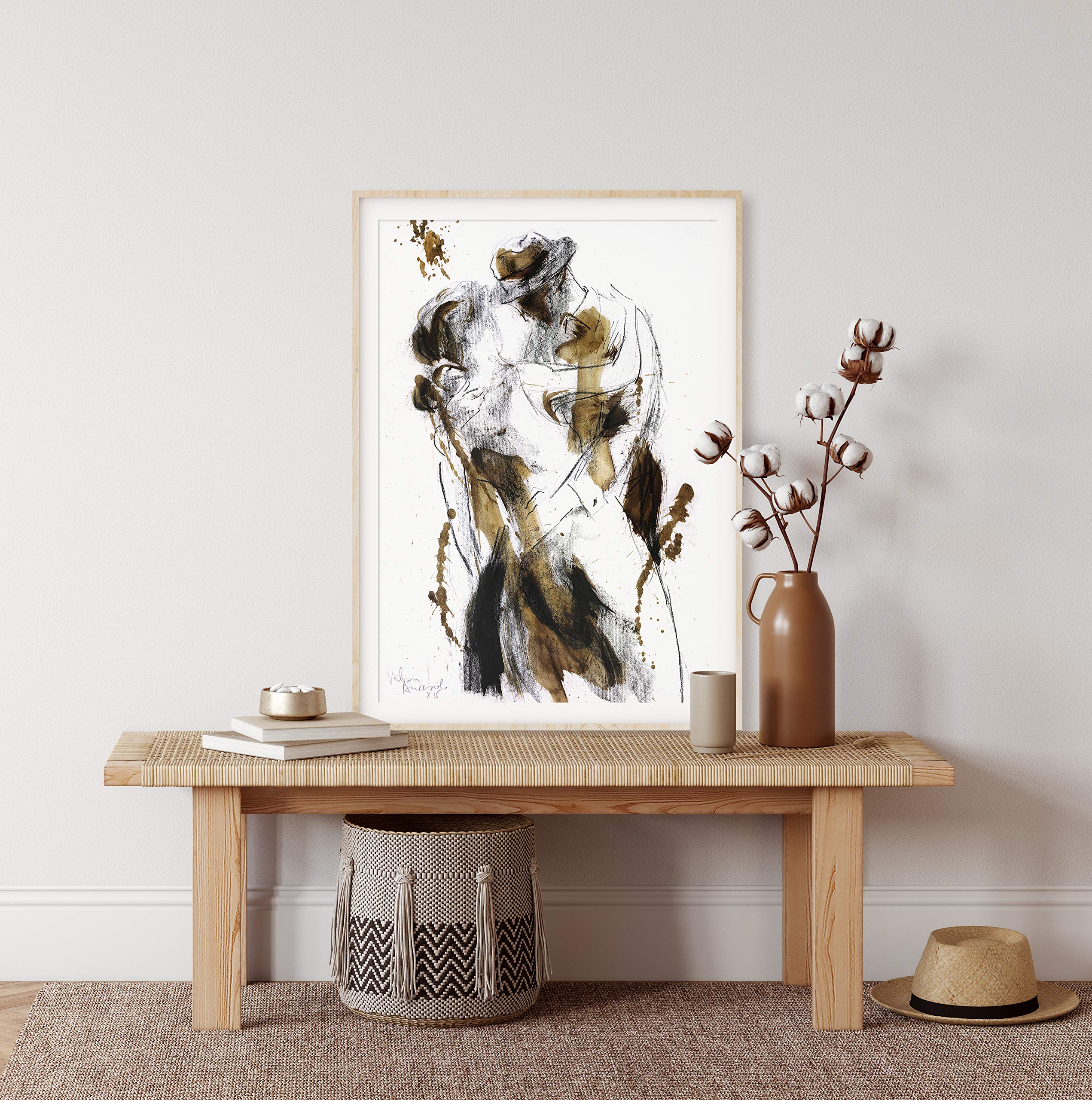 Dancing Couple Fine Art Print - Figurative Wall Decor for Bedroom, Living Room - Elegant Housewarming Gift - UNFRAMED Canvas Painting - Perfect for Romantic Home Decor & Wedding Presents