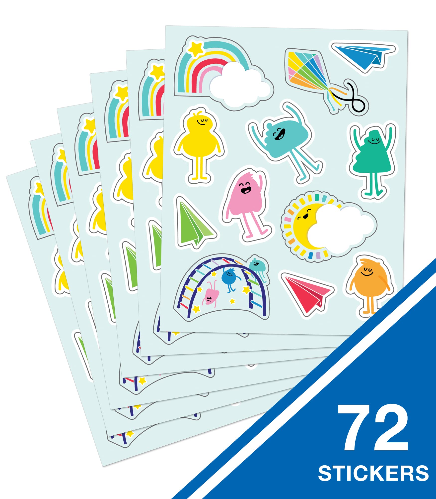 Carson Dellosa Happy Place Sticker Set - 72 Colorful Smiley Face, Rainbow, Airplane & Sunshine Stickers for Kids - Perfect for School Supplies, Classroom Rewards, Tests, Games & Scrapbooking (6 Sheets)