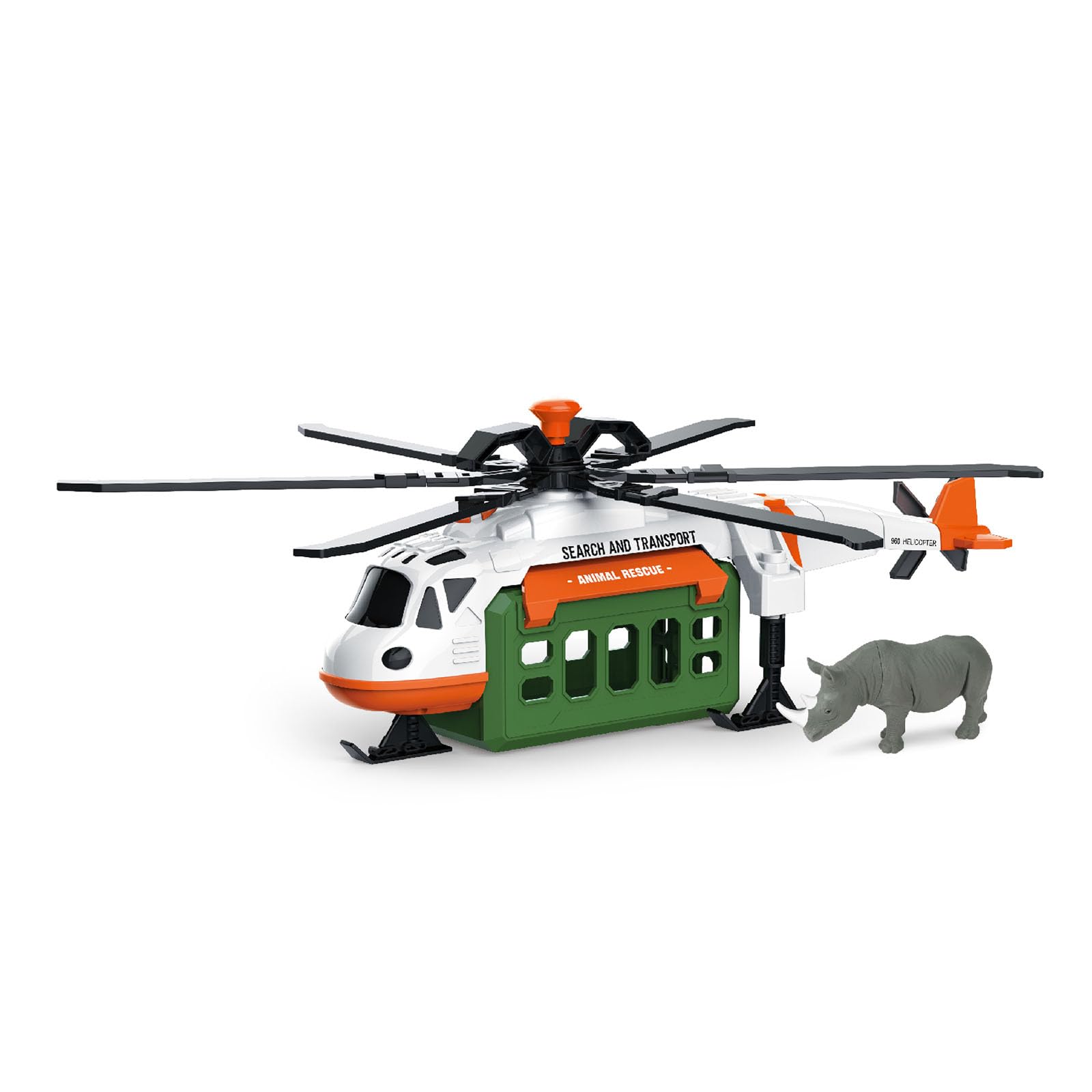 1:16 Scale Helicopter Toy with Lights & Sounds - Push & Walk Friction Powered Durable Dinosaur Toy for Kids - Pretend Play with Trucks & Vehicles - Perfect for Indoor & Outdoor Playtime Fun