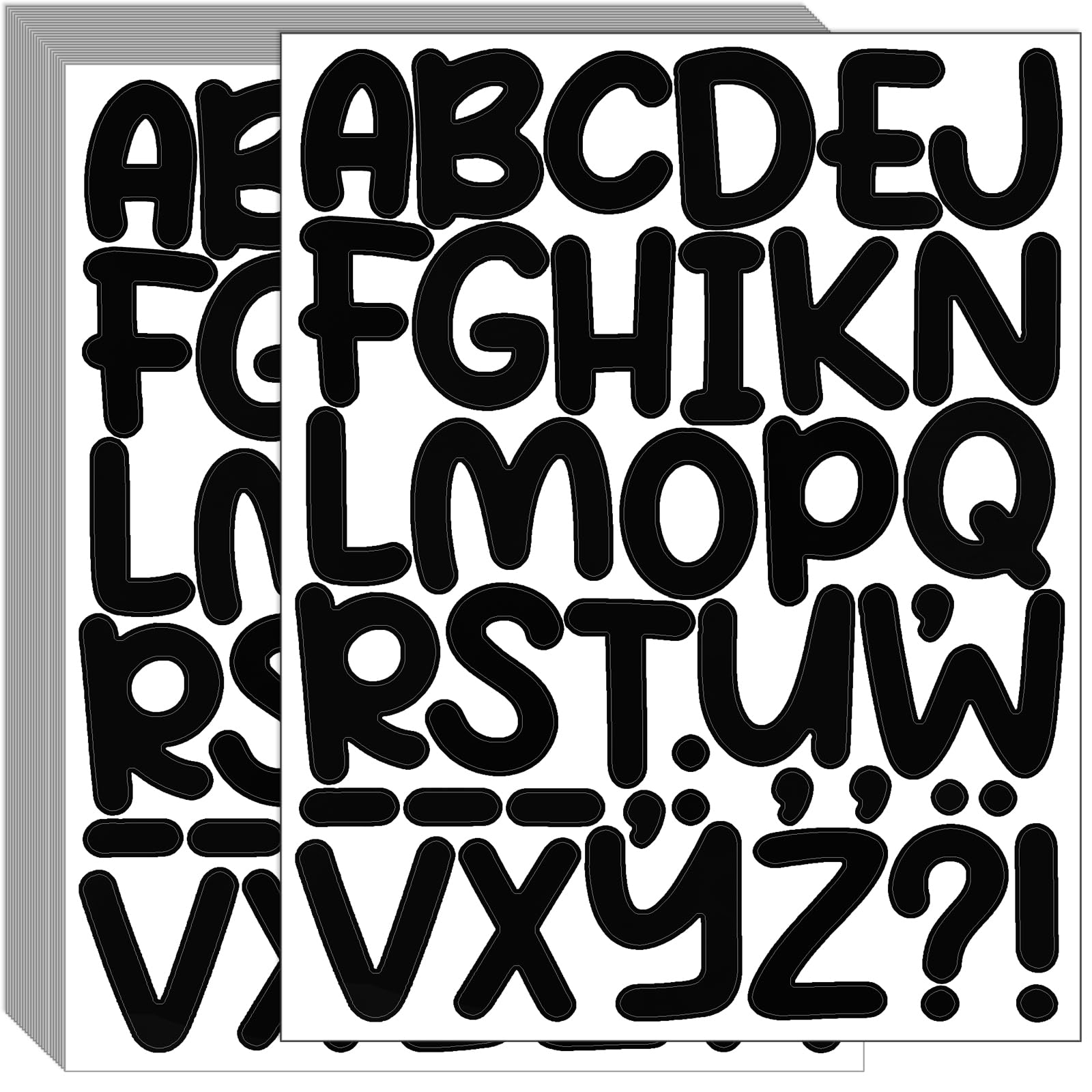 Bemeol 912-Piece Alphabet Letter Stickers - 24 Self-Adhesive Sheets, 2 Inch Black Letters for Bulletin Boards, Classroom Decor, Mailbox Labels & DIY Home Decoration - Perfect for Teachers, Students & Craft Projects