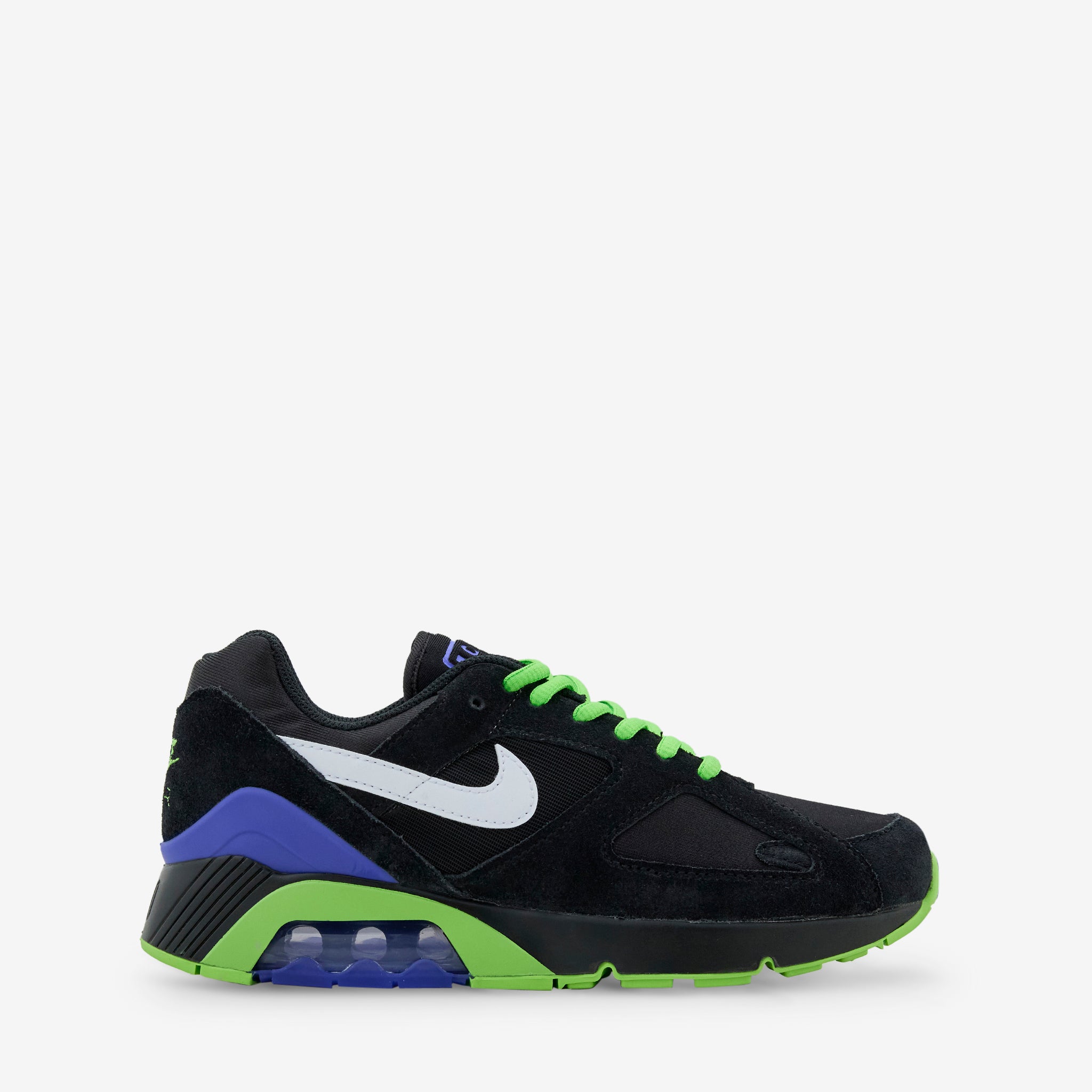 Nike Air 180 Sneakers - Black, White, Action Green & Persian Violet Color Options | Men's Running Shoes for Jogging, Gym Workouts & Casual Wear