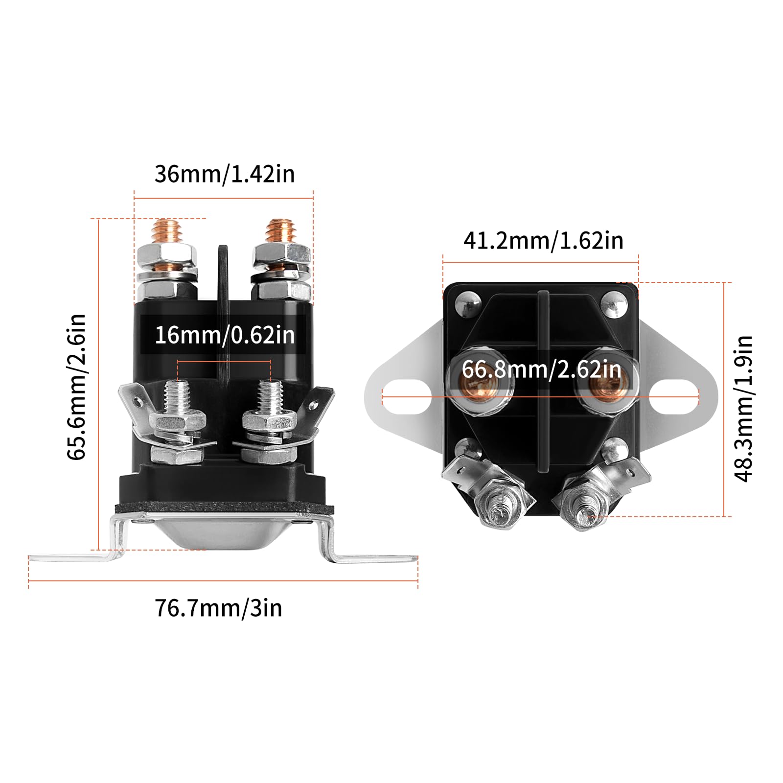 12V 4 Terminal DC Contactor Starter Solenoid Compatible with Toro Timecutter, Ex Mark, Lawn Boy Mowers - Replaces 1-513075, E513075, 104-3189 - Perfect for Lawn Tractor, Riding Mower & Outdoor Power Equipment Maintenance