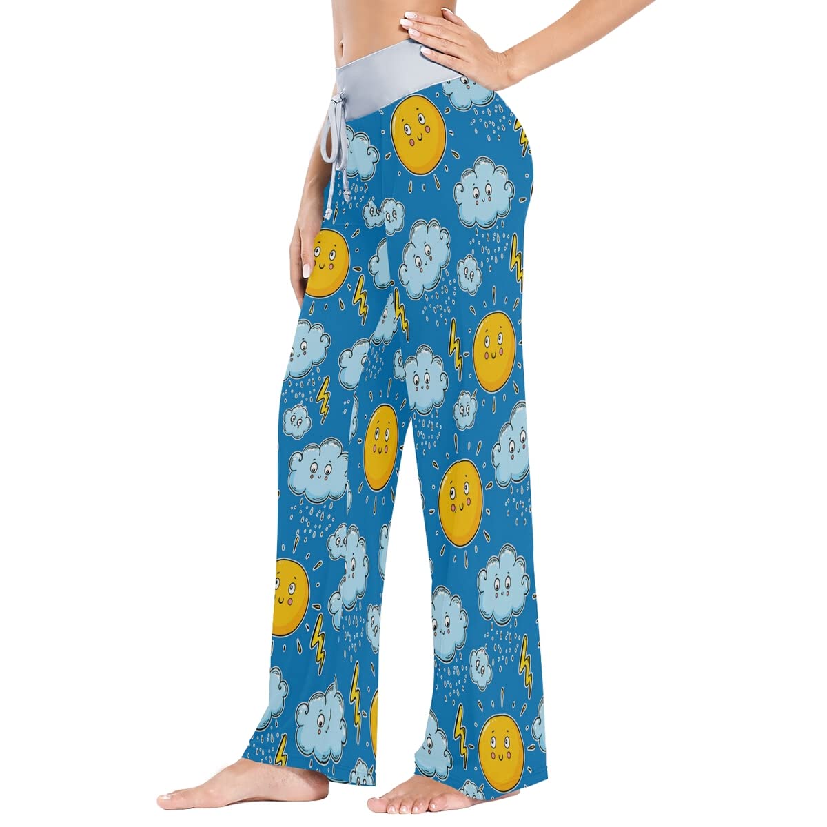 Women's Loose Casual Comfortable Pajama Pants with Drawstring - Wide Leg Palazzo Lounge Pants for Sleep, Yoga & Home Relaxation