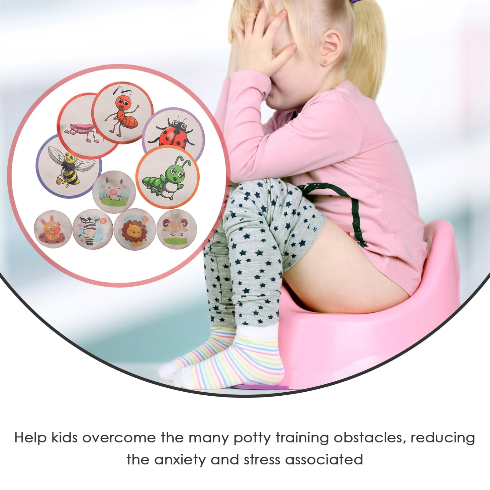 BIUDECO Potty Training Stickers for Boys & Girls - 10 Sheets Cartoon Toilet Seat Stickers with Heat Sensitive Color Changing Feature | Fun Bathroom Training Aid for Toddlers & Kids