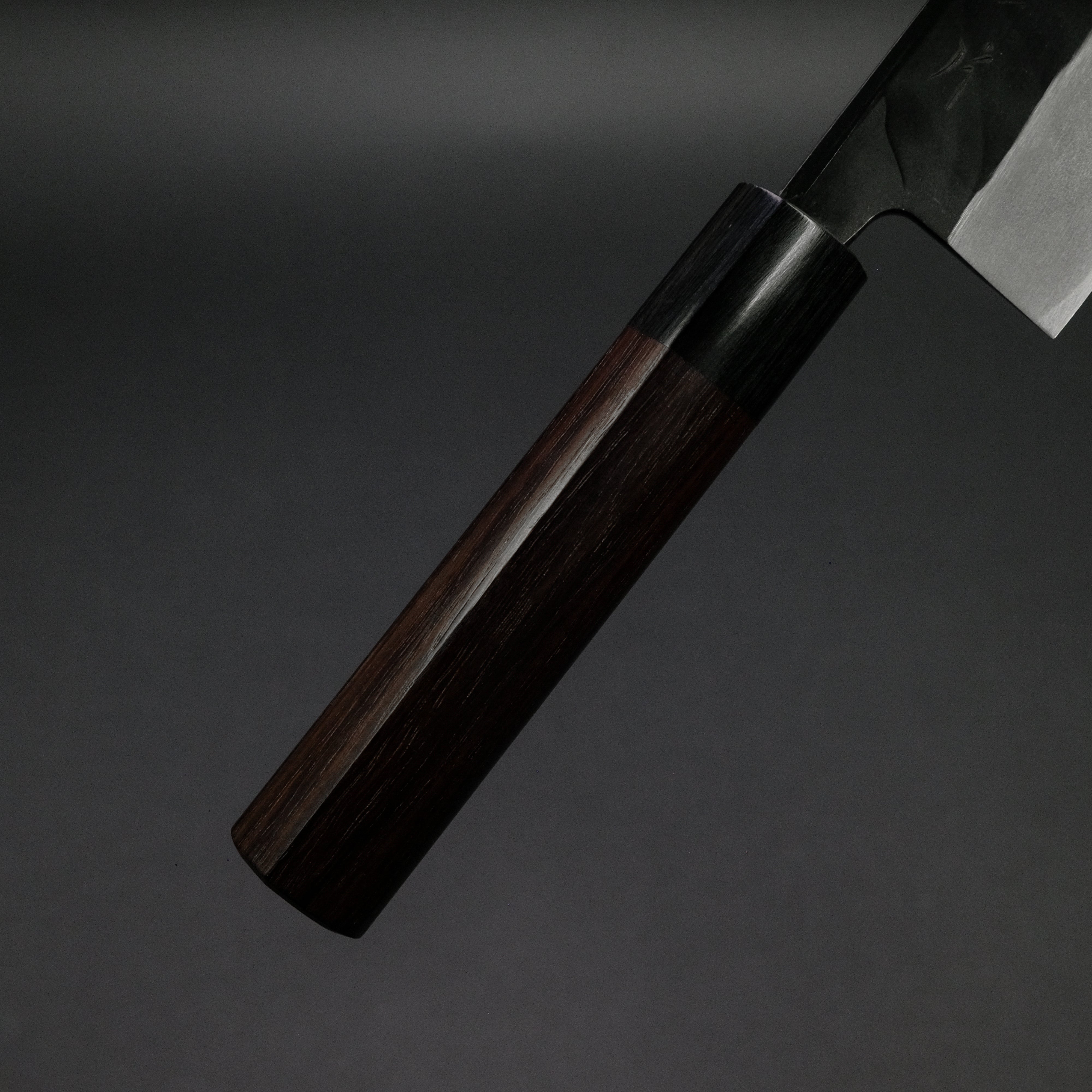 Hitohira MS Kurouchi Blue #2 Santoku Knife 165mm with Rosewood Handle - Premium Japanese Kitchen Knife for Slicing, Dicing & Chopping Vegetables, Meat & Fish