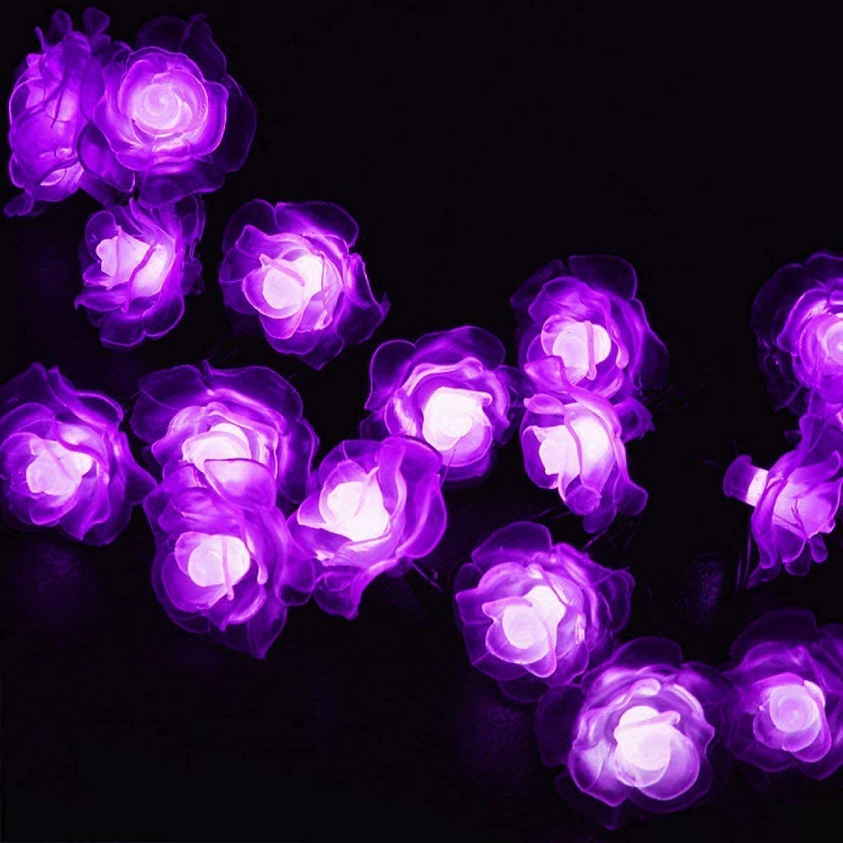Solar Powered 20 LED Rose Flower String Lights - Waterproof Outdoor Fairy Lights with 2 Modes for Garden, Pathway, Wedding & Party Decor (Rose-Purple) | Perfect for Backyard, Patio, Christmas & Holiday Lighting