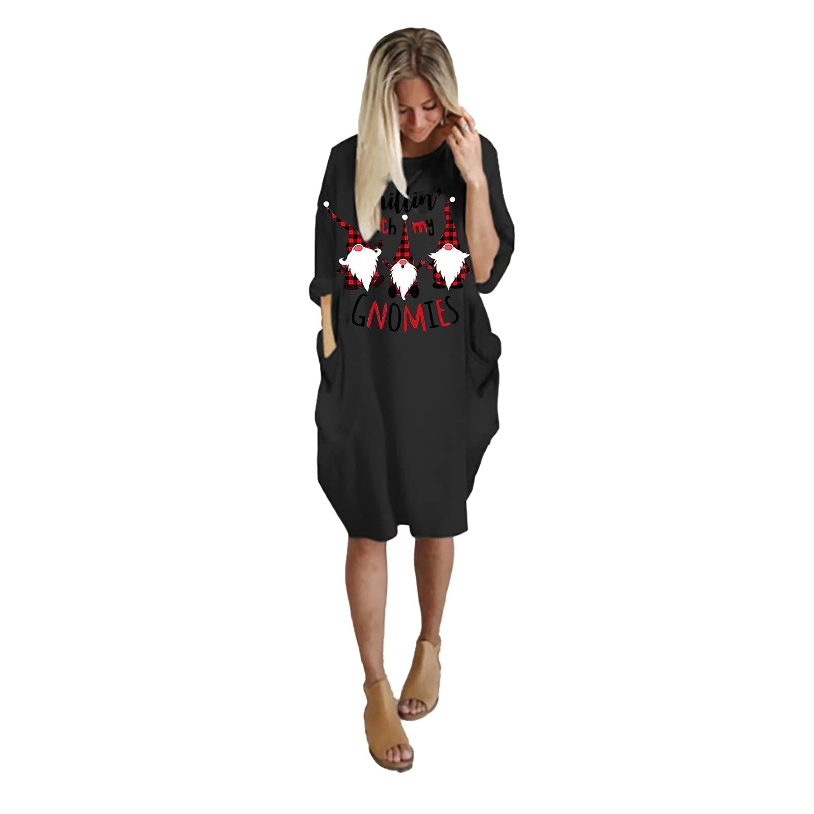 Raopuzi Women's Midi Dresses - Flowy Long Skirt for Summer, Christmas, Autumn & Winter - Casual Loose Plus Size Dresses for Everyday Wear, Office, Parties & Special Occasions