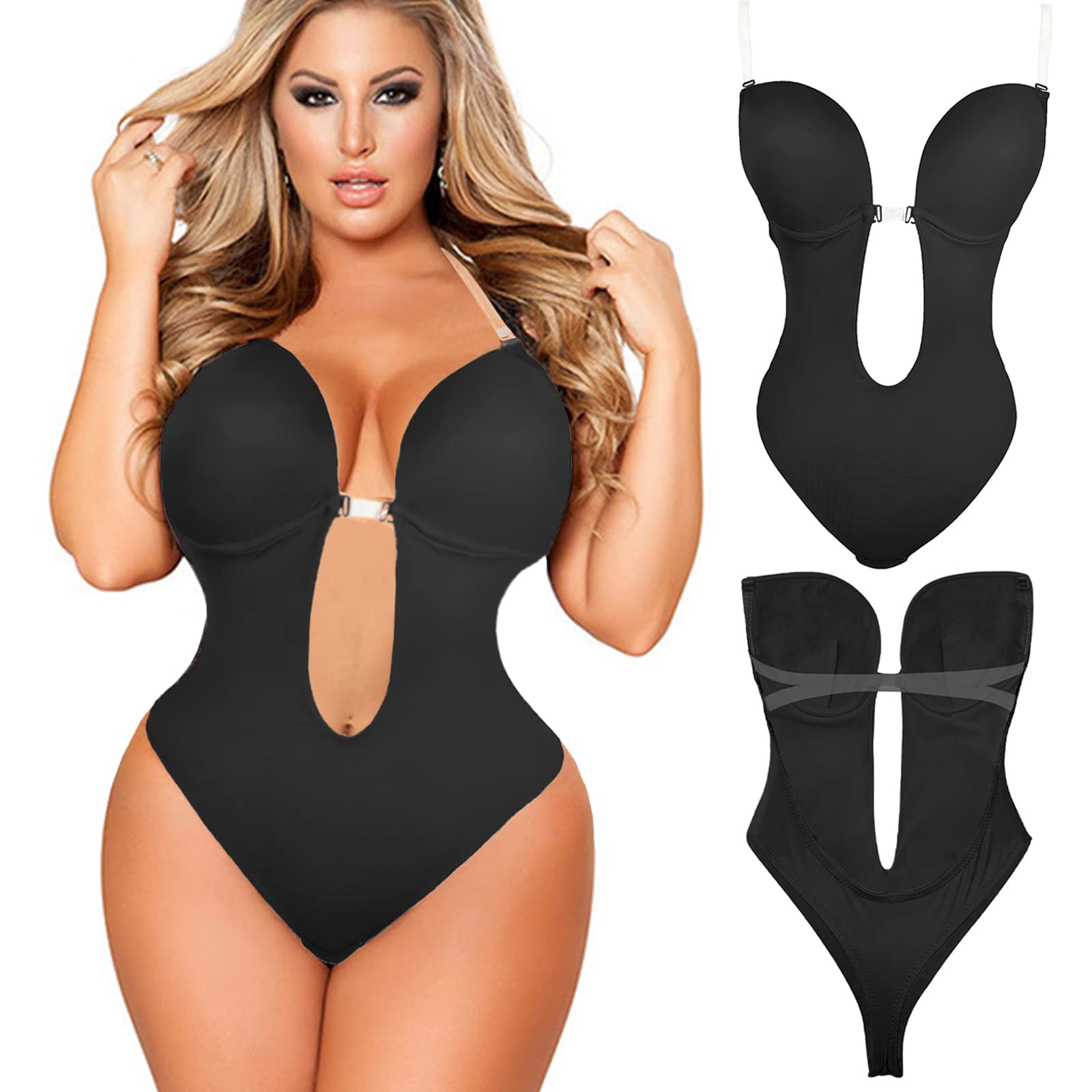 VINGER Plunge Backless Body Shaper Bra for Women - Strapless Shapewear & Plus Size Support - Perfect for Weddings, Evening Dresses & Special Occasions