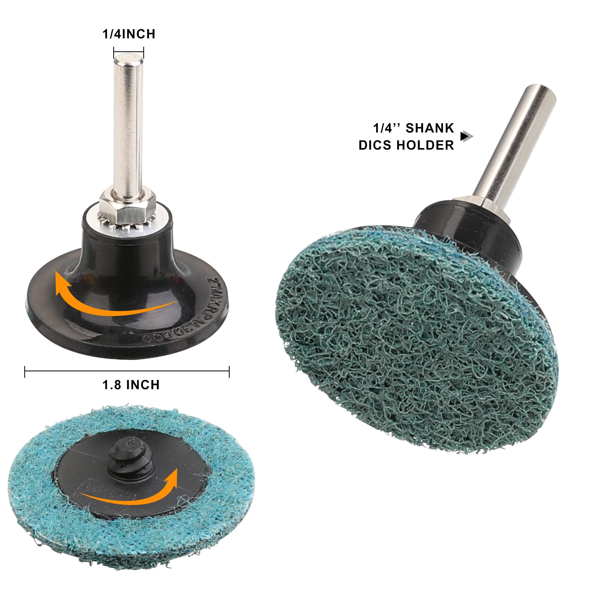 10 Pcs 2-Inch Roll Lock Sanding Discs Set with 1/4