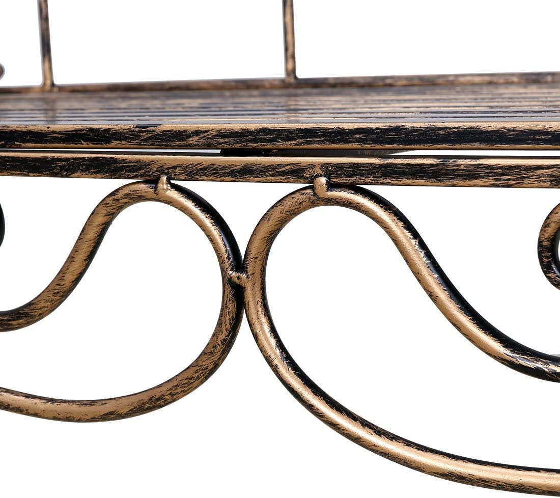 Antique Bronze Metal Garden Bench - 2 Seater Outdoor Bench for Garden, Yard, Patio, Porch & Sunroom - Perfect for Relaxing, Entertaining & Enhancing Outdoor Decor