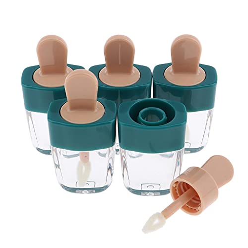 5 Pack 6ml Empty Lip Gloss Tubes - Refillable Lip Balm & Oil Containers - Cosmetic Bottles for DIY Makeup (Green) - Perfect for Home Beauty, Salon Use & Travel Essentials