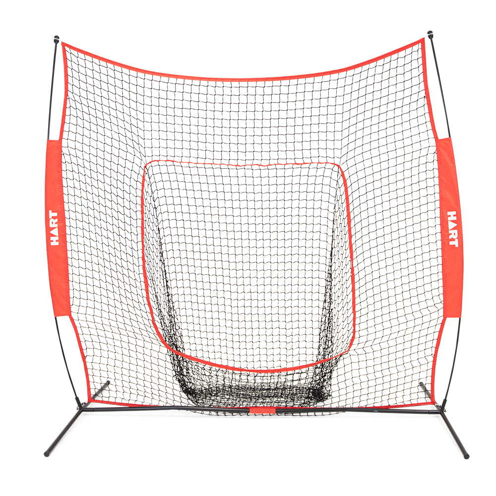 HART Baseball Softball Practice Net - Portable Pitching & Hitting Training Backstop for Backyard, Field, and Gym Use