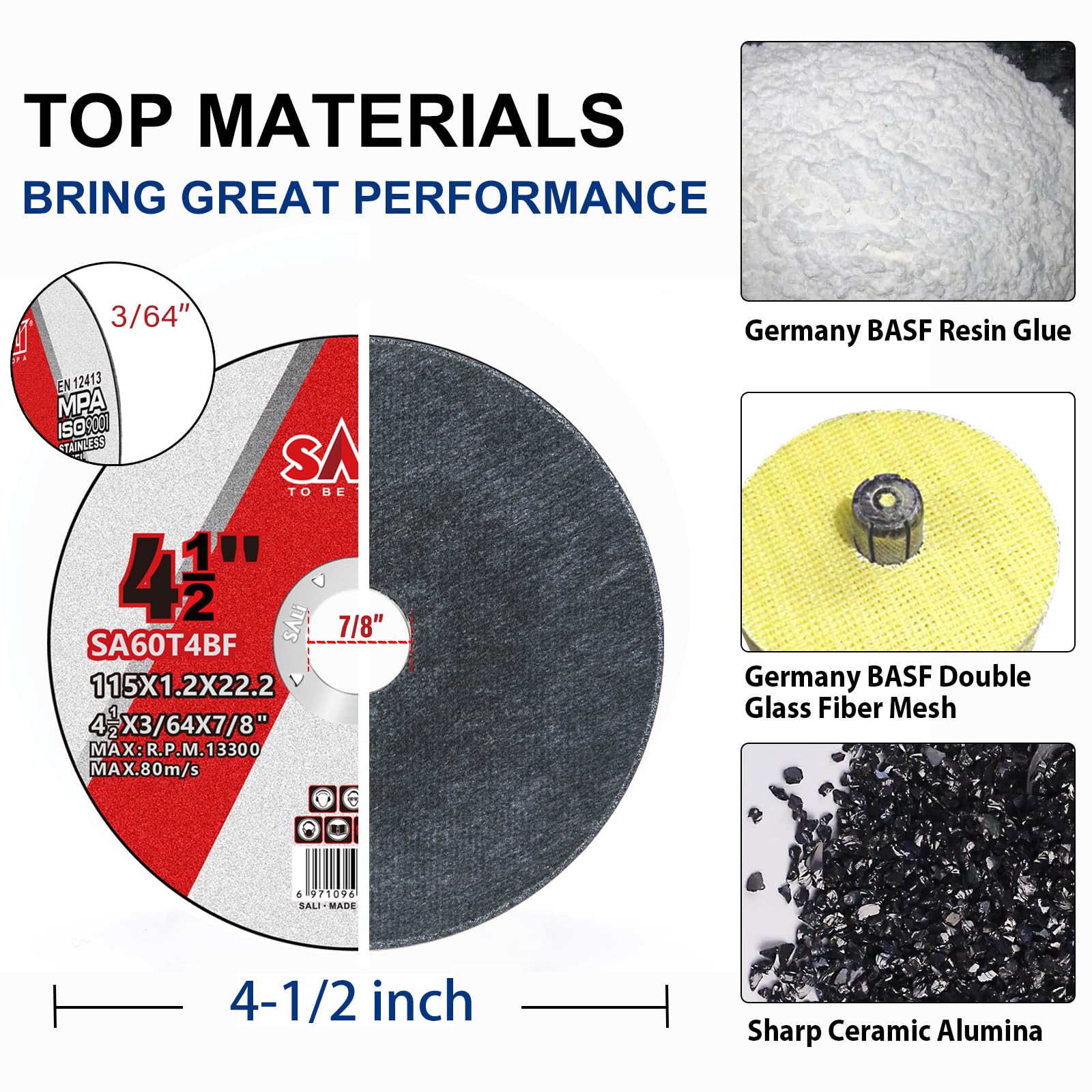 50 Pack 4.5 Inch Cut Off Wheels for Angle Grinder - 4-1/2