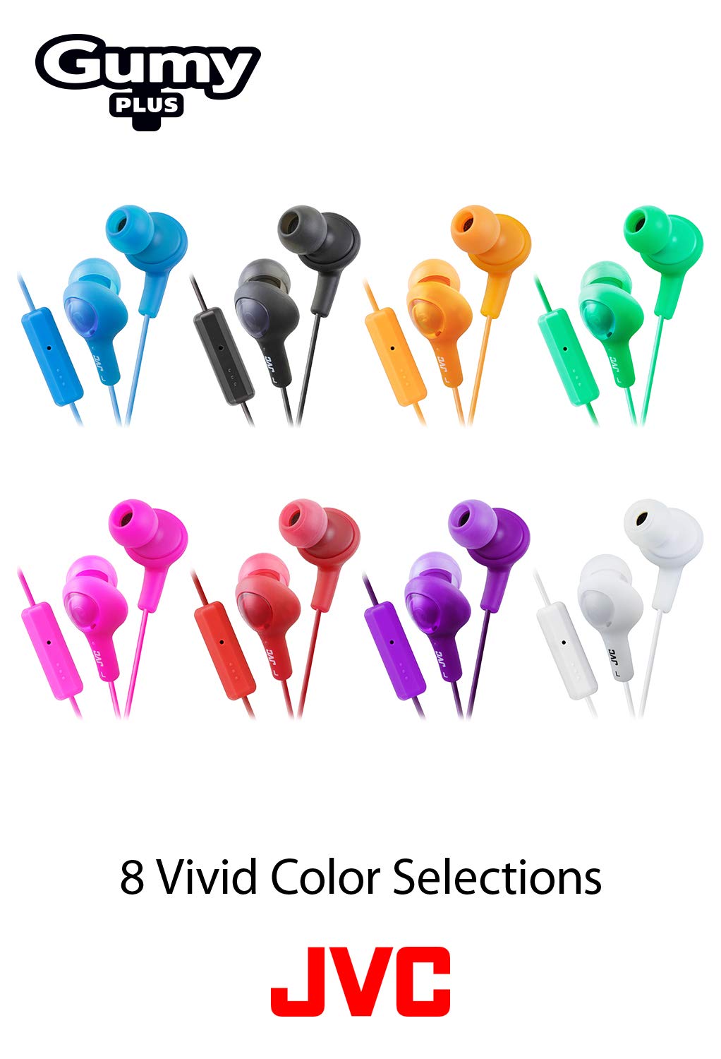 JVC HAFR6A Gumy Plus In-Ear Headphones with Deep Bass - Comfortable Earbuds for Running, Gym & Travel (Blue) - Perfect for Workouts, Commuting & Music Lovers