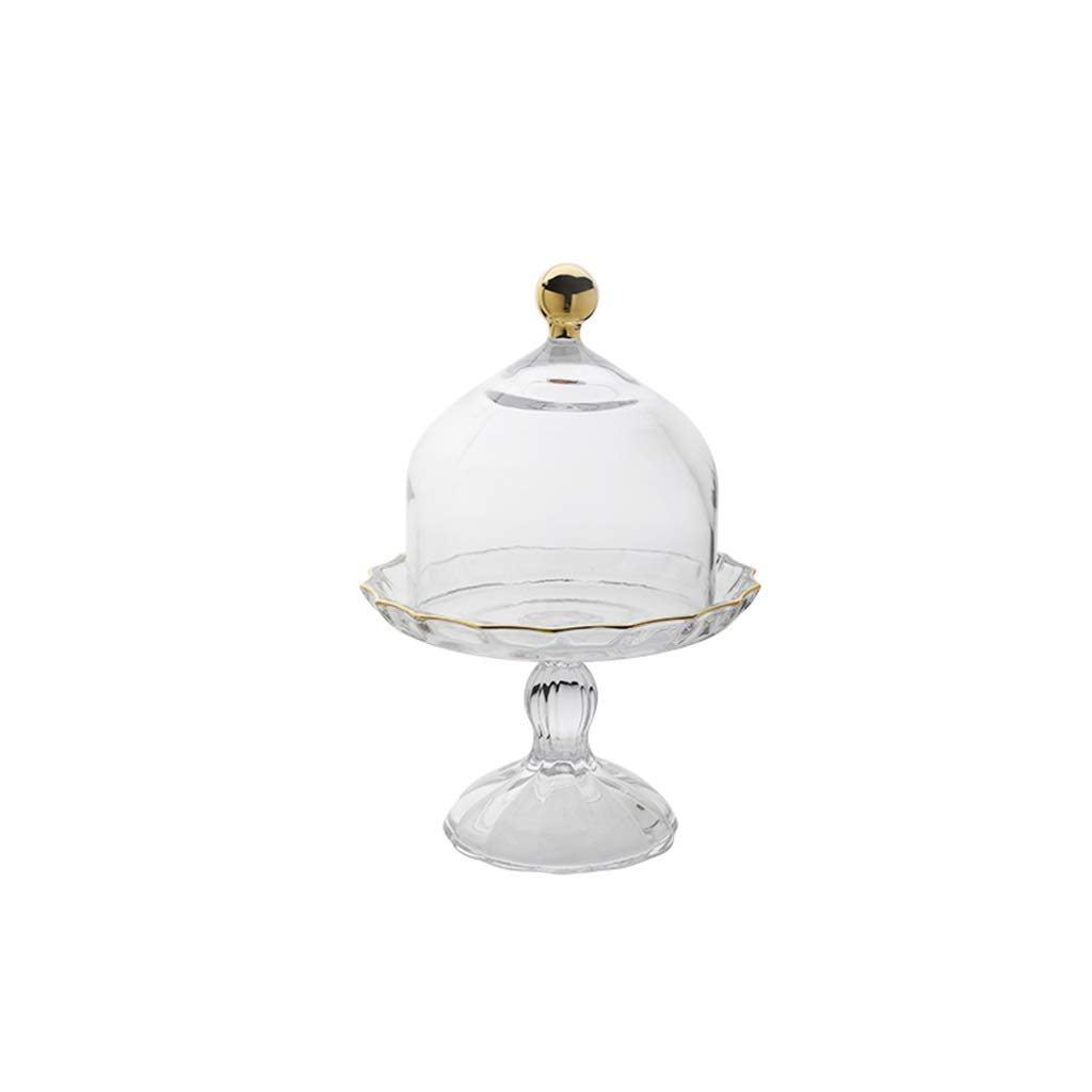 Phnom Penh Clear Glass Cake Stand with Metal Ball Handle - 16x16x25cm Dustproof Tray for Christmas Party Decor, Birthday Dessert Display & Wedding Cake Serving