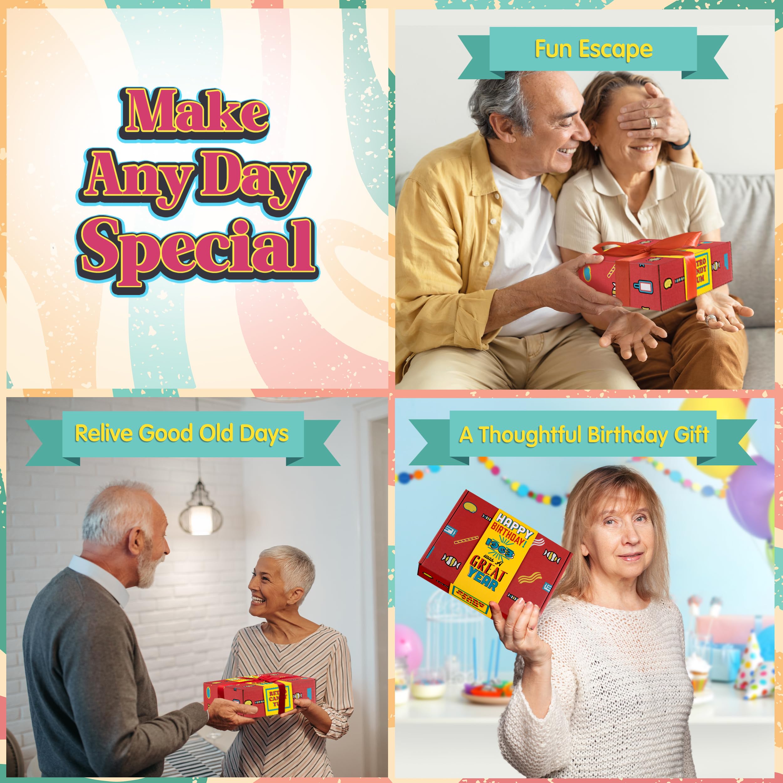Vintage Candy Gift Box - 1963 Nostalgic Birthday Gift for 62 Year Old Men & Women | Retro Sweets Collection from Childhood | Perfect for 62nd Birthday Parties, Anniversary Celebrations & Sentimental Surprises