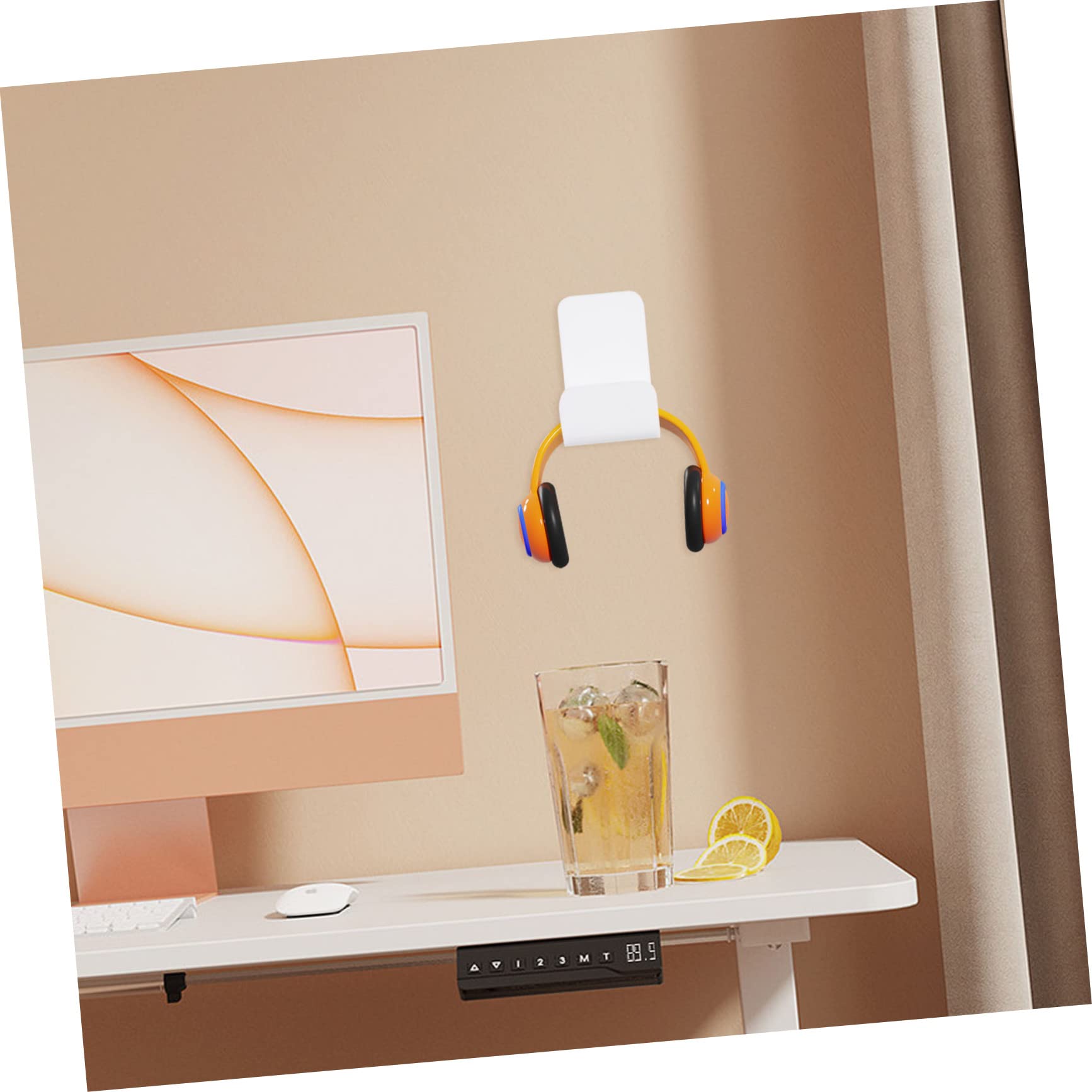 Veemoon 2 Pack White Acrylic Wall Mounted Headphone Stand Holder - Gaming Headset Hanger Bracket for Desk & Wall Organization - Perfect for Gamers, Office & Home Use