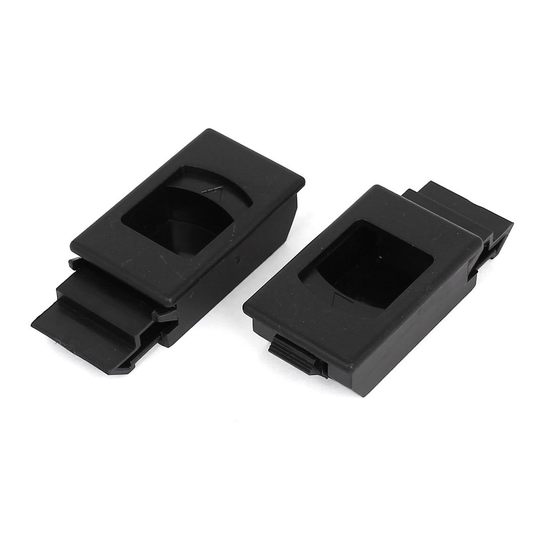 uxcell Black Plastic Recessed Flush Sliding Cabinet Door Latch Pull Lock - 2 Pack for Kitchen Cabinets, Wardrobes & Furniture